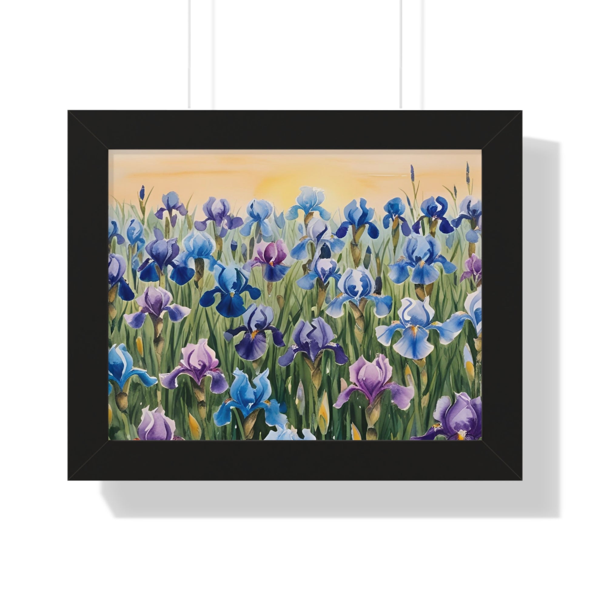 Field of Irises Framed Watercolor Print – Purple & Blue Floral Wall Art Poster