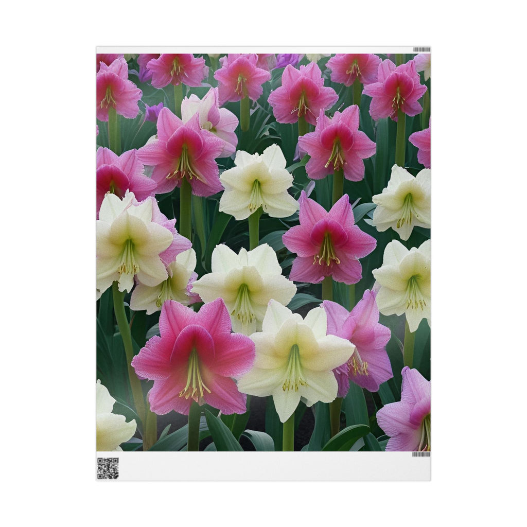 Pink and Cream Amaryllis Wrapping Paper – Elegant Large Floral Gift Wrap
