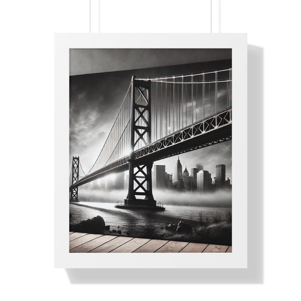 Monochrome Urban Landscape Framed Vertical Poster - Modern Home Decor