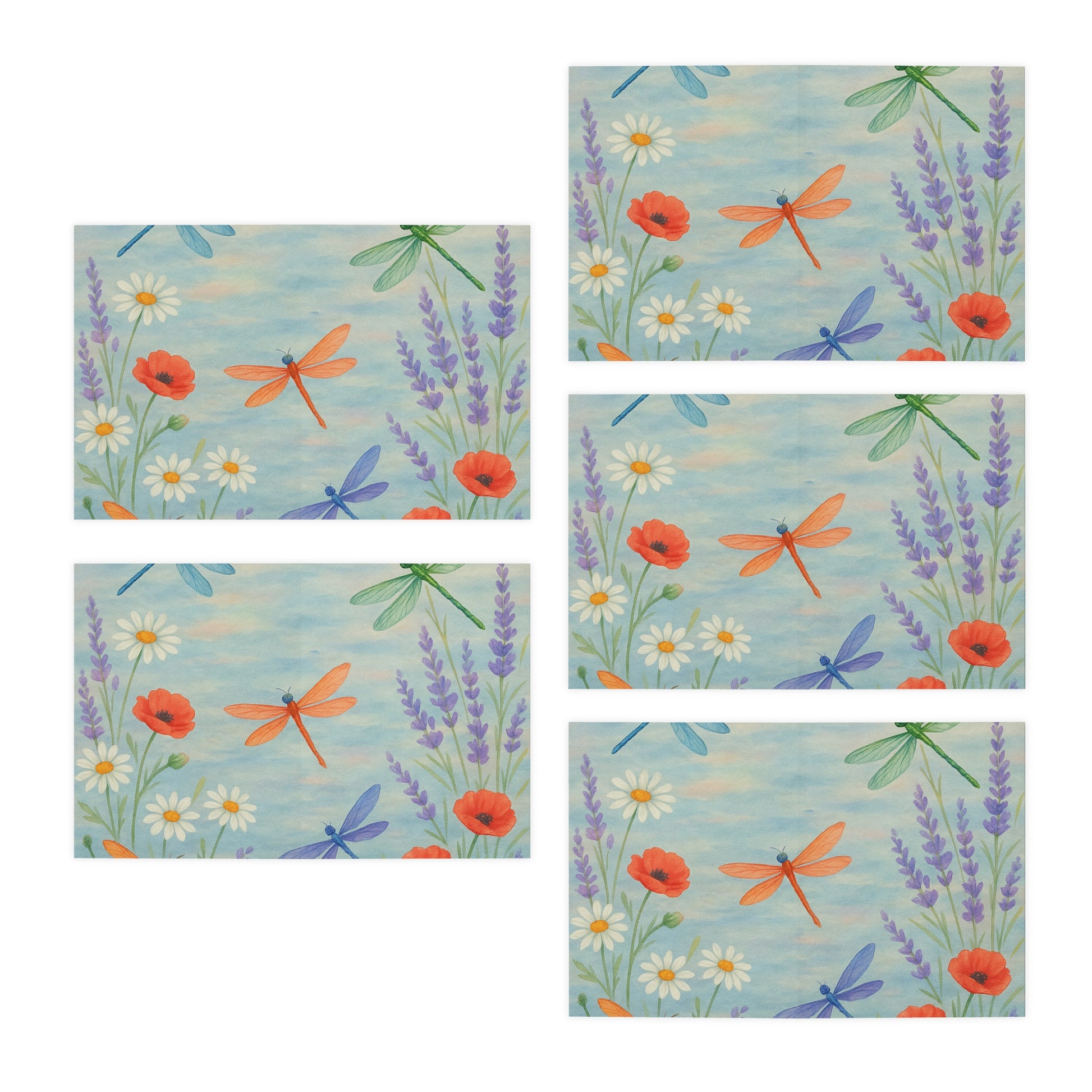 Dragonfly & Lavender Note Cards – Watercolor Wildflower Garden Set of 5