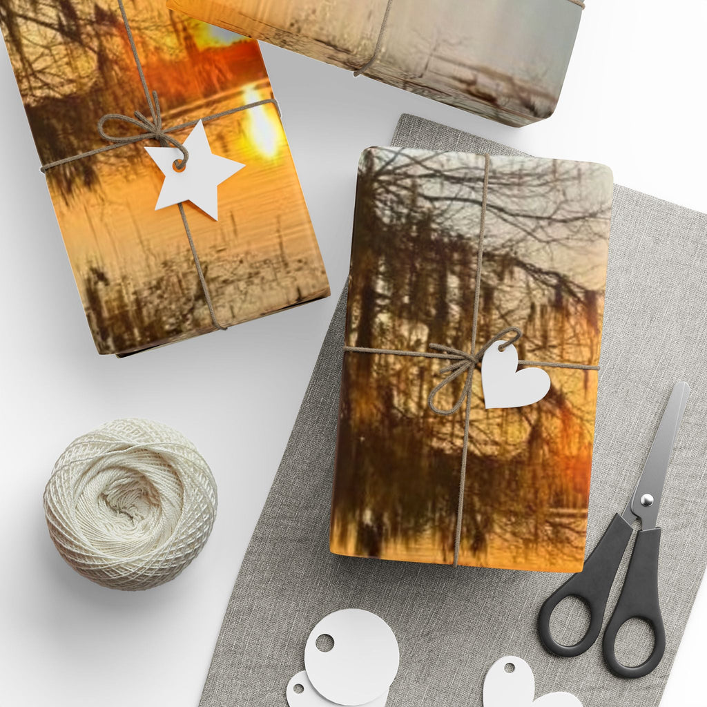 Sunset Lake Scene Wrapping Paper Nature Landscape Gift Wrap