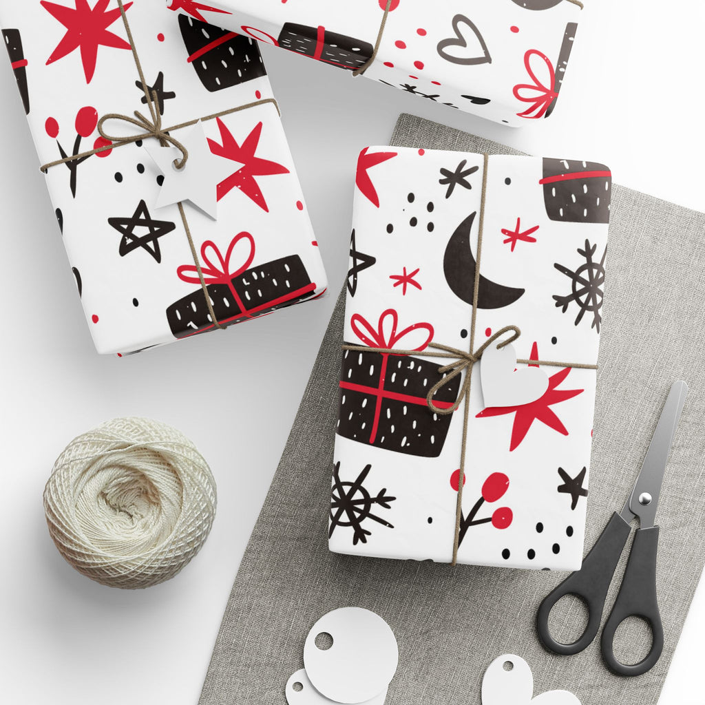 Midnight Noel Wrapping Paper – Modern Black and Red Christmas Gift Wrap - As Designer