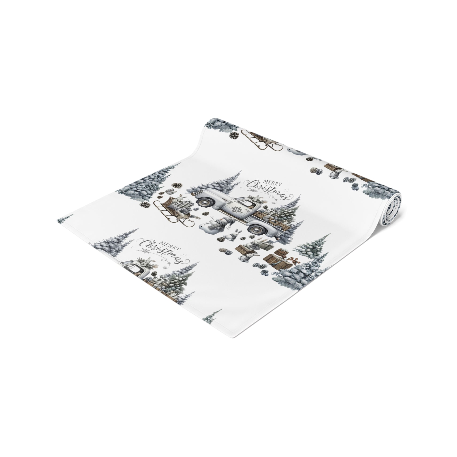 Whispers of Winter – Christmas Barn Table Runner | Rustic Holiday Table Décor by Paper Pleasures - Cotton/Poly