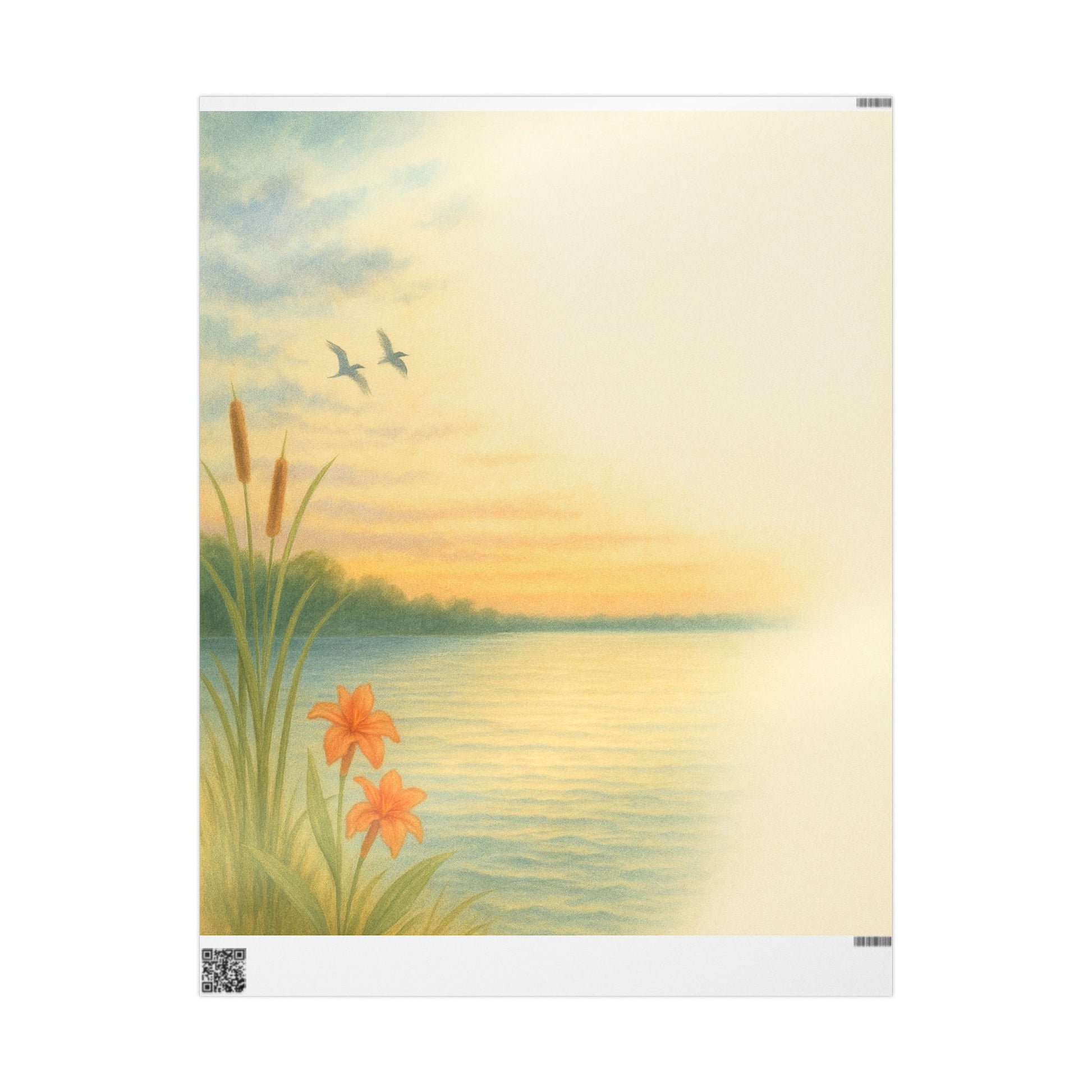 Serene Sunset Wrapping Paper - Floral and Nature Design for Special Occasions