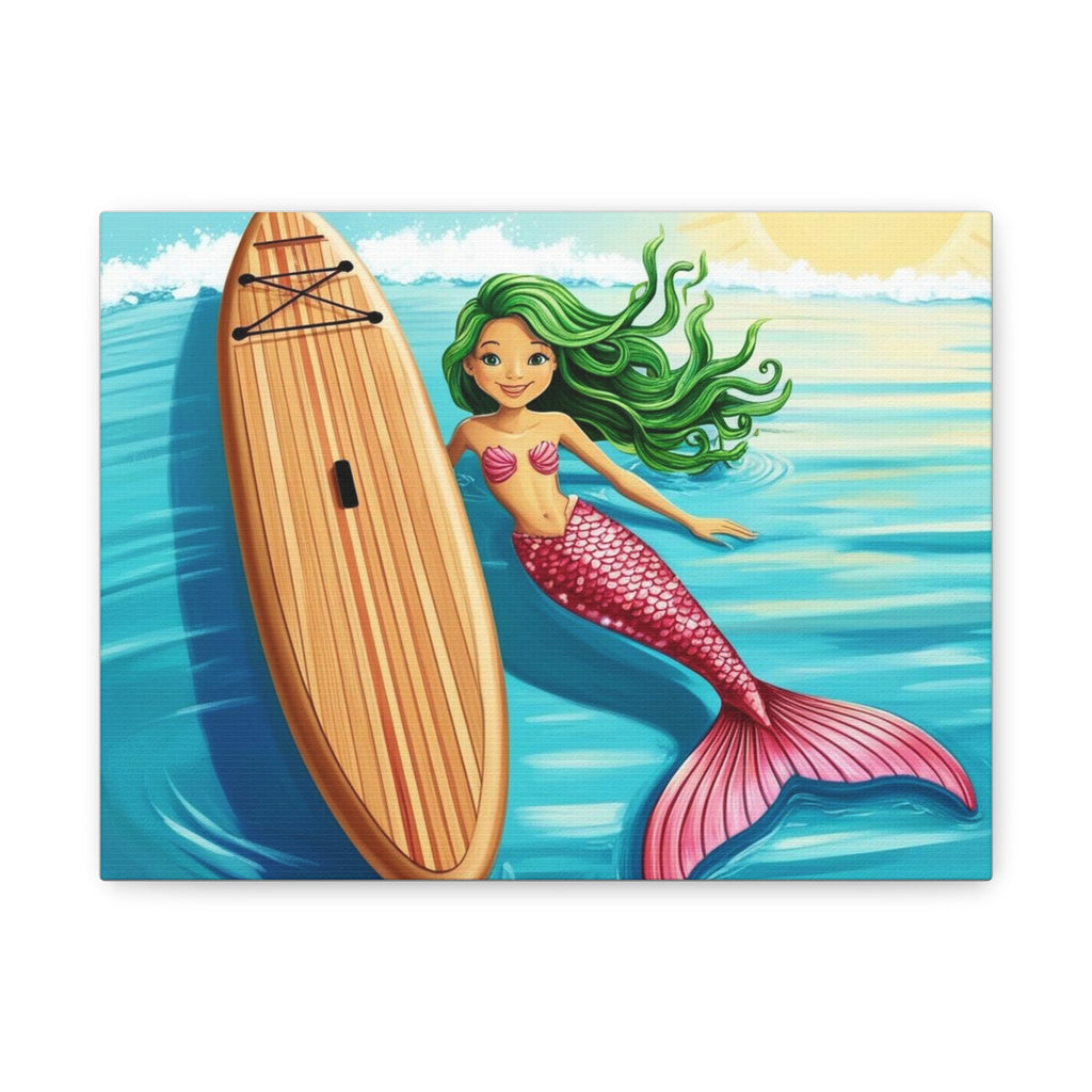 Red Tailed Playful Mermaid Matte Canvas, Stretched, 1.25"