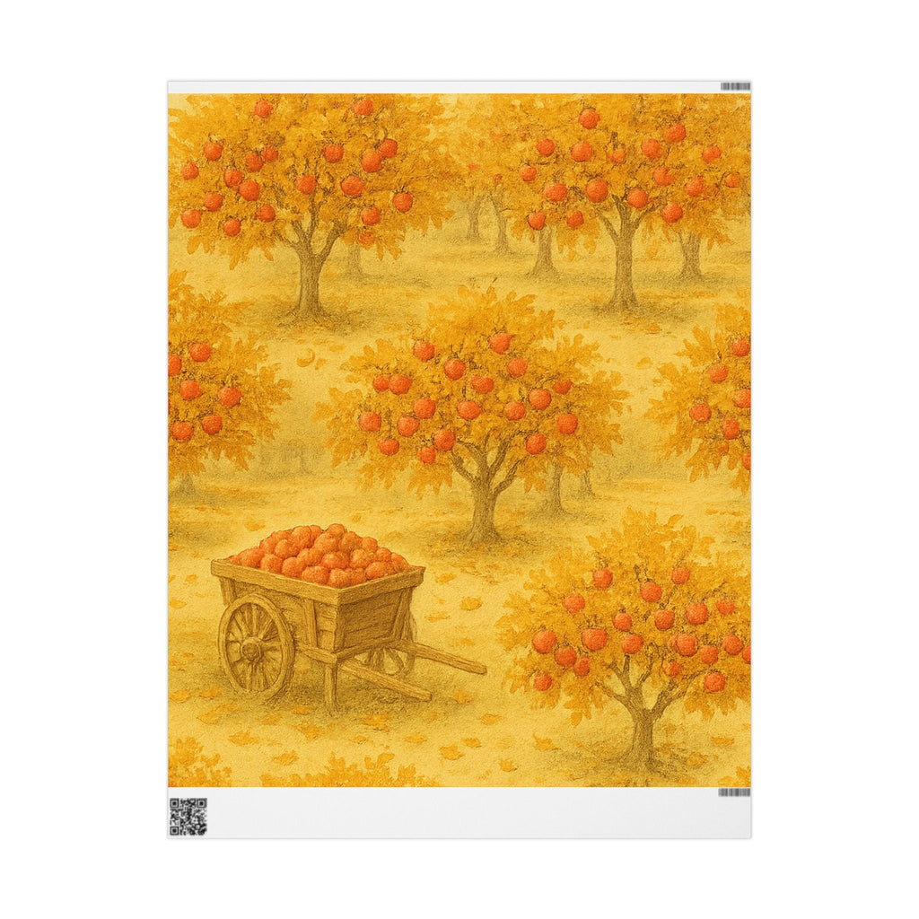 Autumn APPLE Harvest Vintage Wrapping Paper - Festive Orange Orchard Design for Fall Celebrations