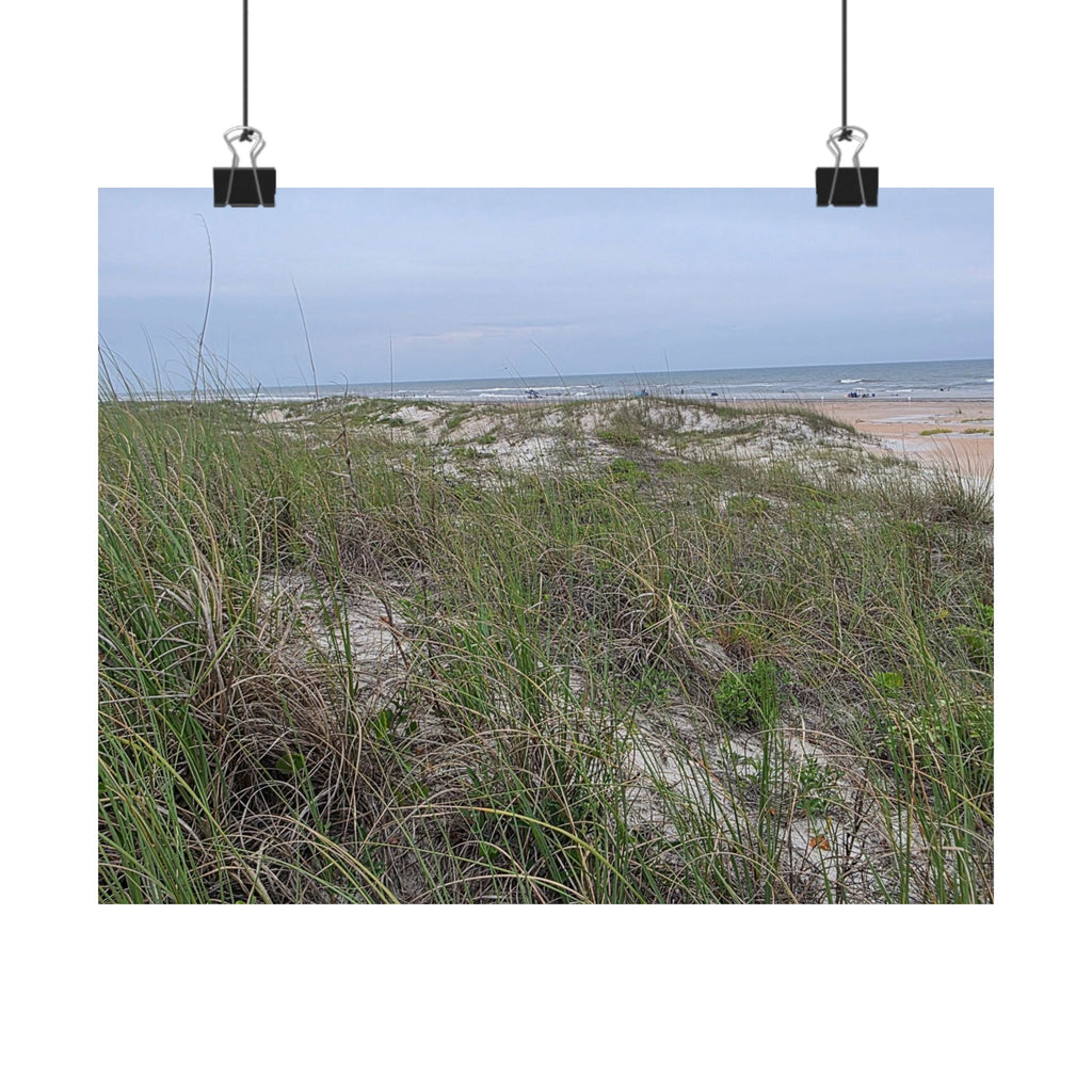 Tranquil Beach Horizon's,  Grass Matte Horizontal Poster - Coastal Wall Art for Relaxed Spaces