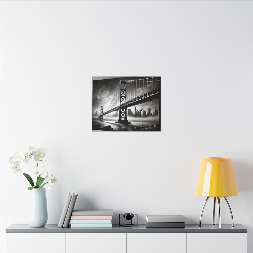 Horizontal Golden Gate Bridge Black & White Wall Art – Dramatic San Francisco Photography Print in Black Frame (2 of 3)