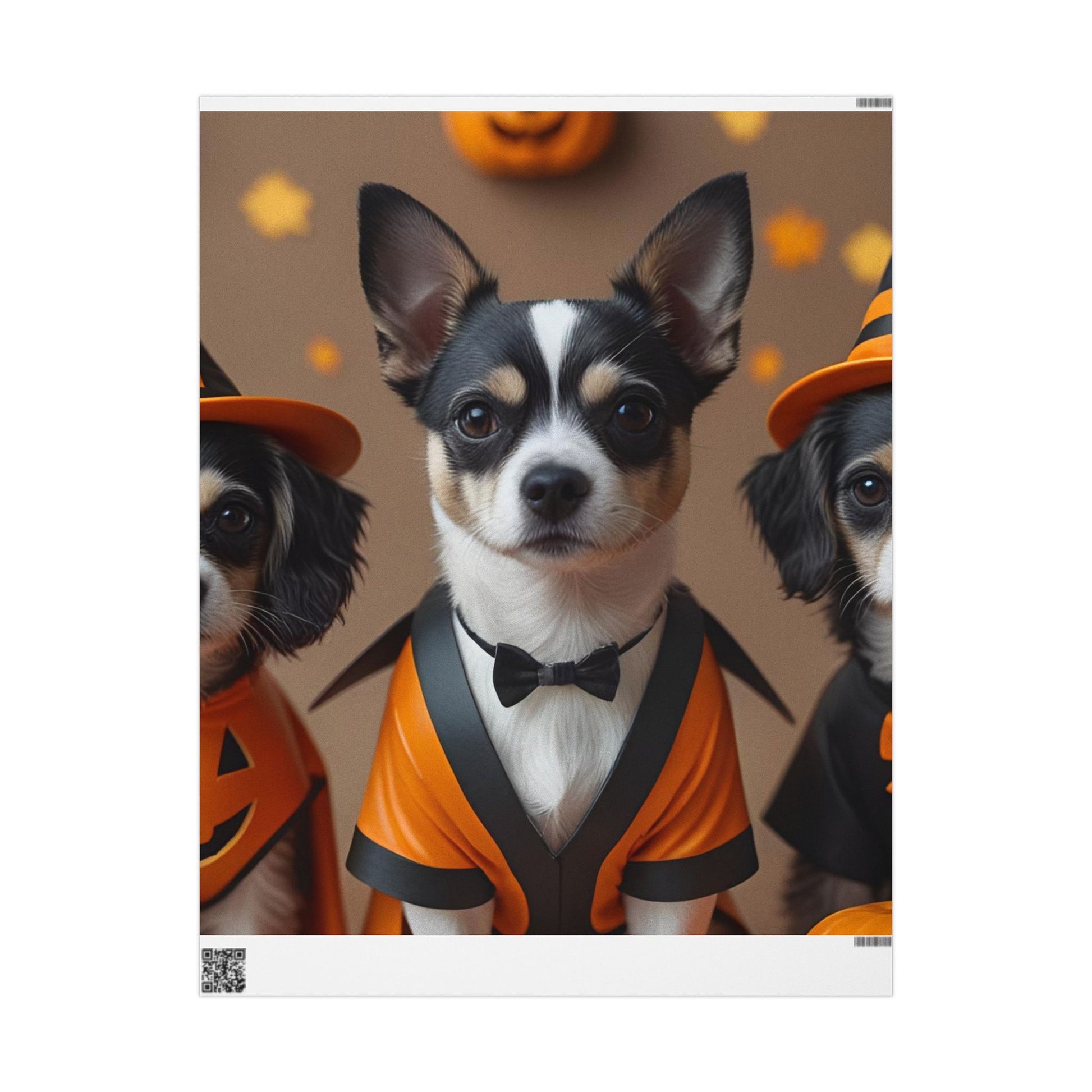 Chihuahua Gift Wrap in Festive Costumes - Halloween Dog Wrapping Paper