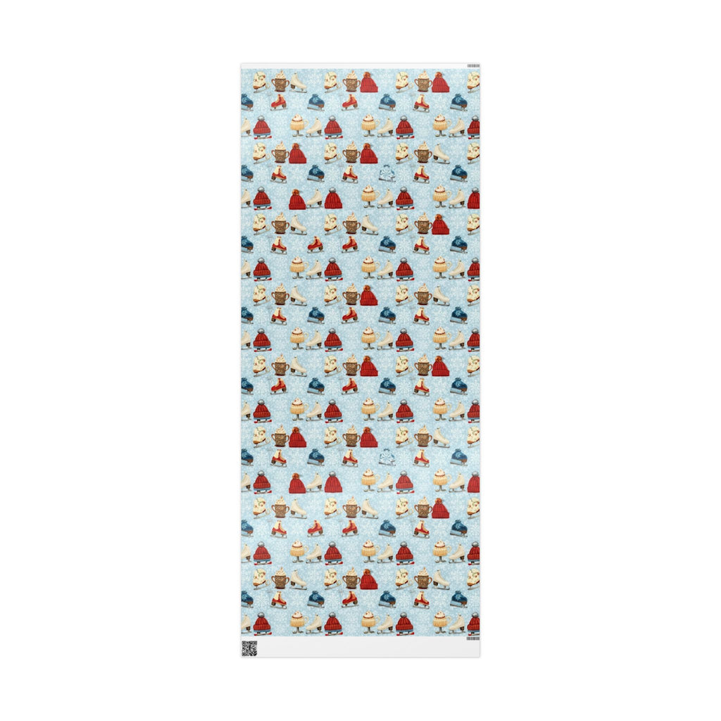 Ice Skates and Hot Chocolate Winter Wonderland Design - Christmas Wrapping Paper