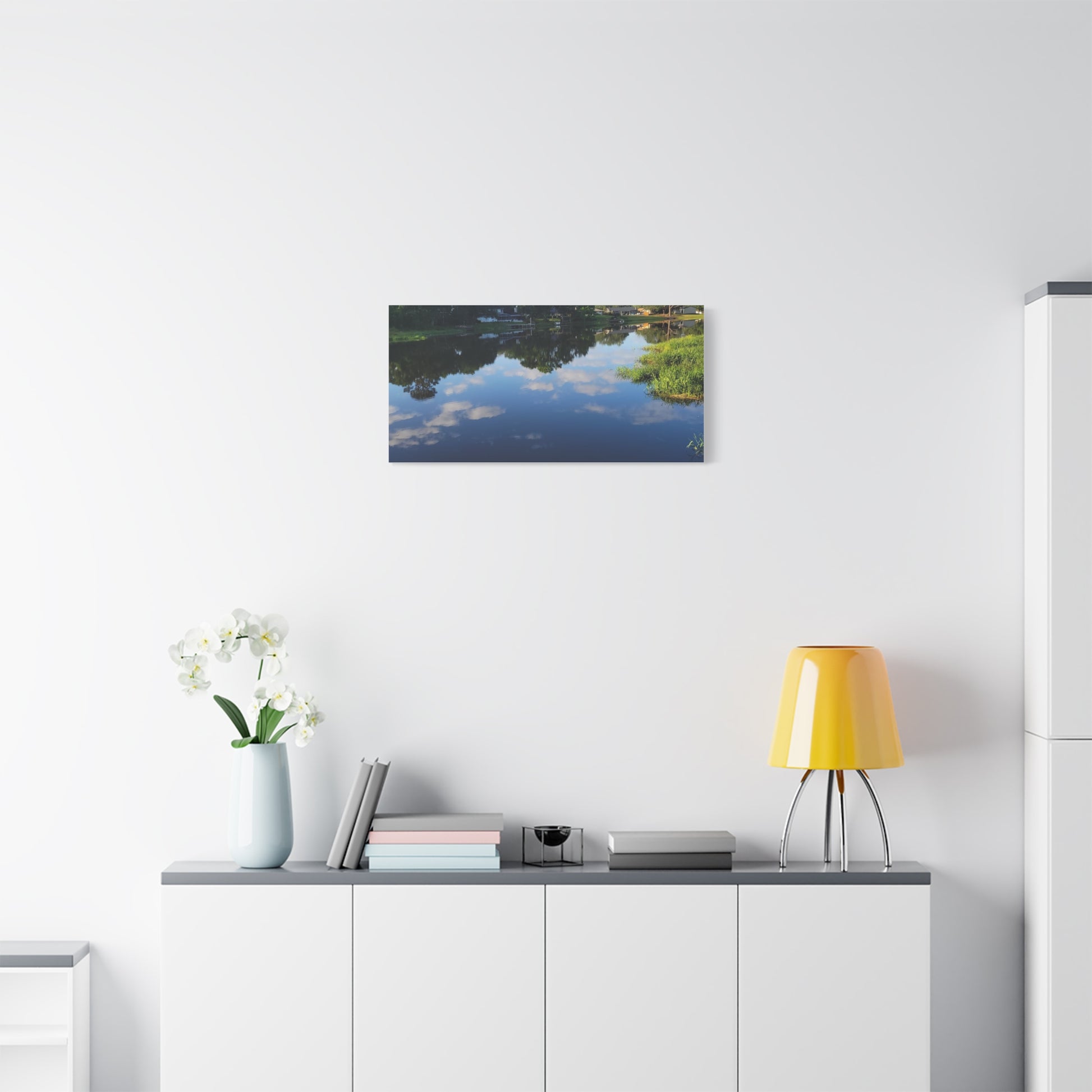 Serene Lake Landscape Reflection - Stretched Canvas Artwork