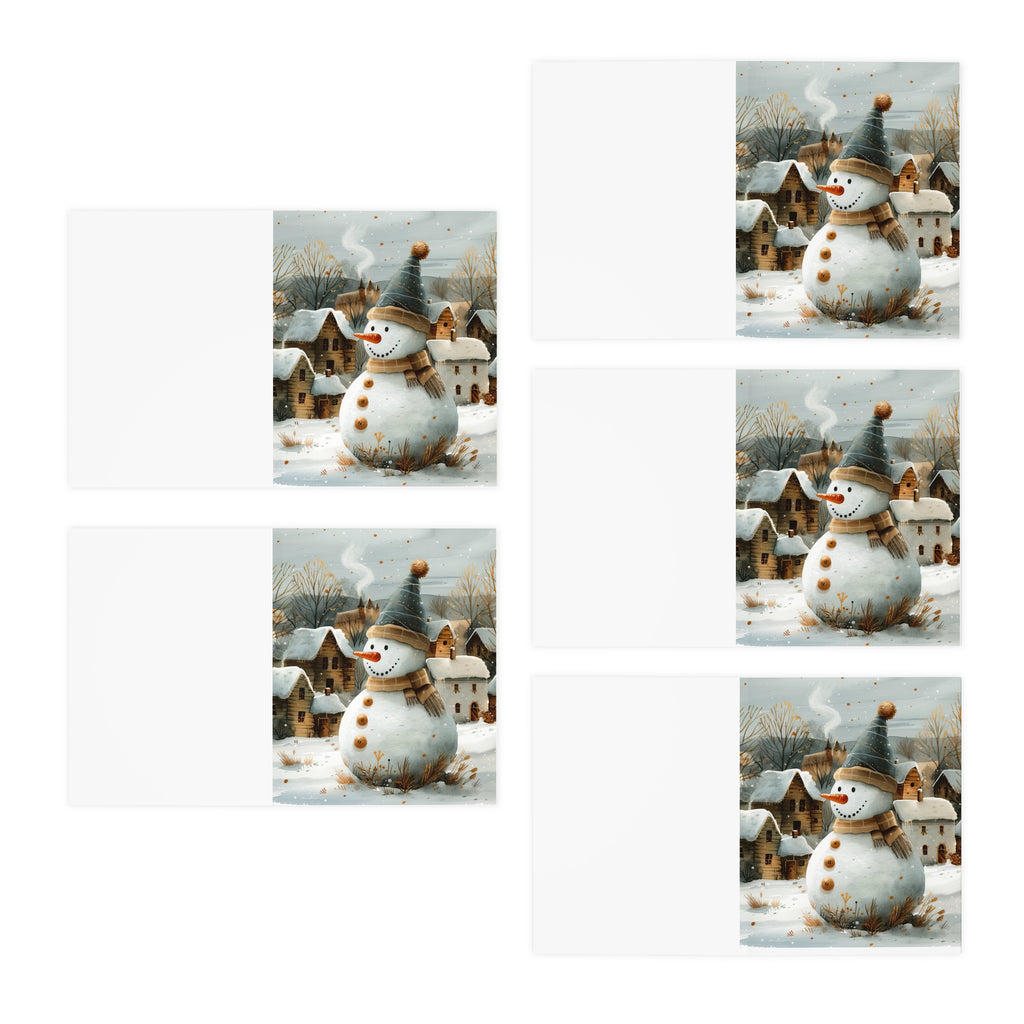 Winter Snowman Greeting Cards (5-Pack)- The Jolly Snowfolk Collection by Paper Pleasures – with illustrations from Trailside Designs.