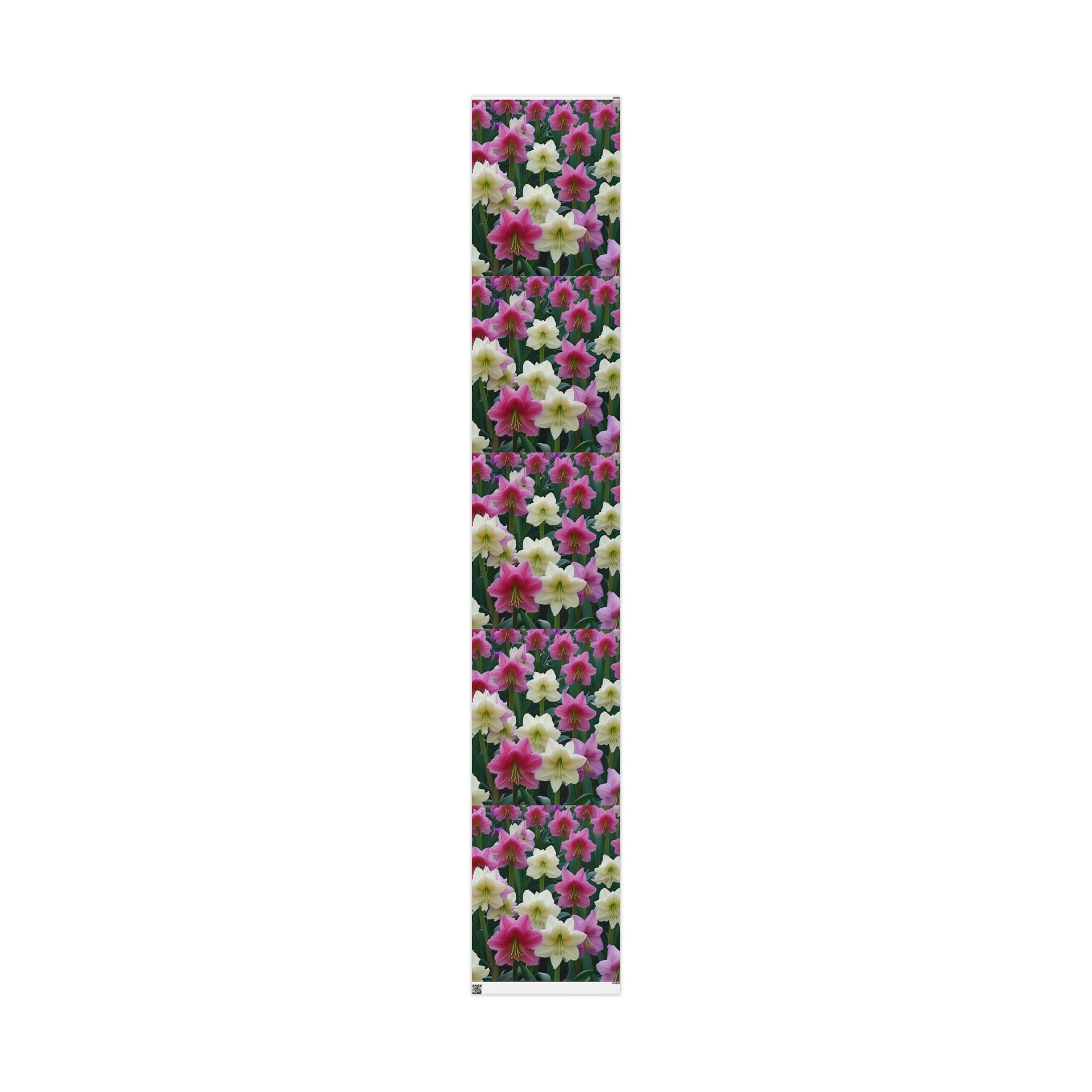 Pink and Cream Amaryllis Wrapping Paper – Elegant Large Floral Gift Wrap