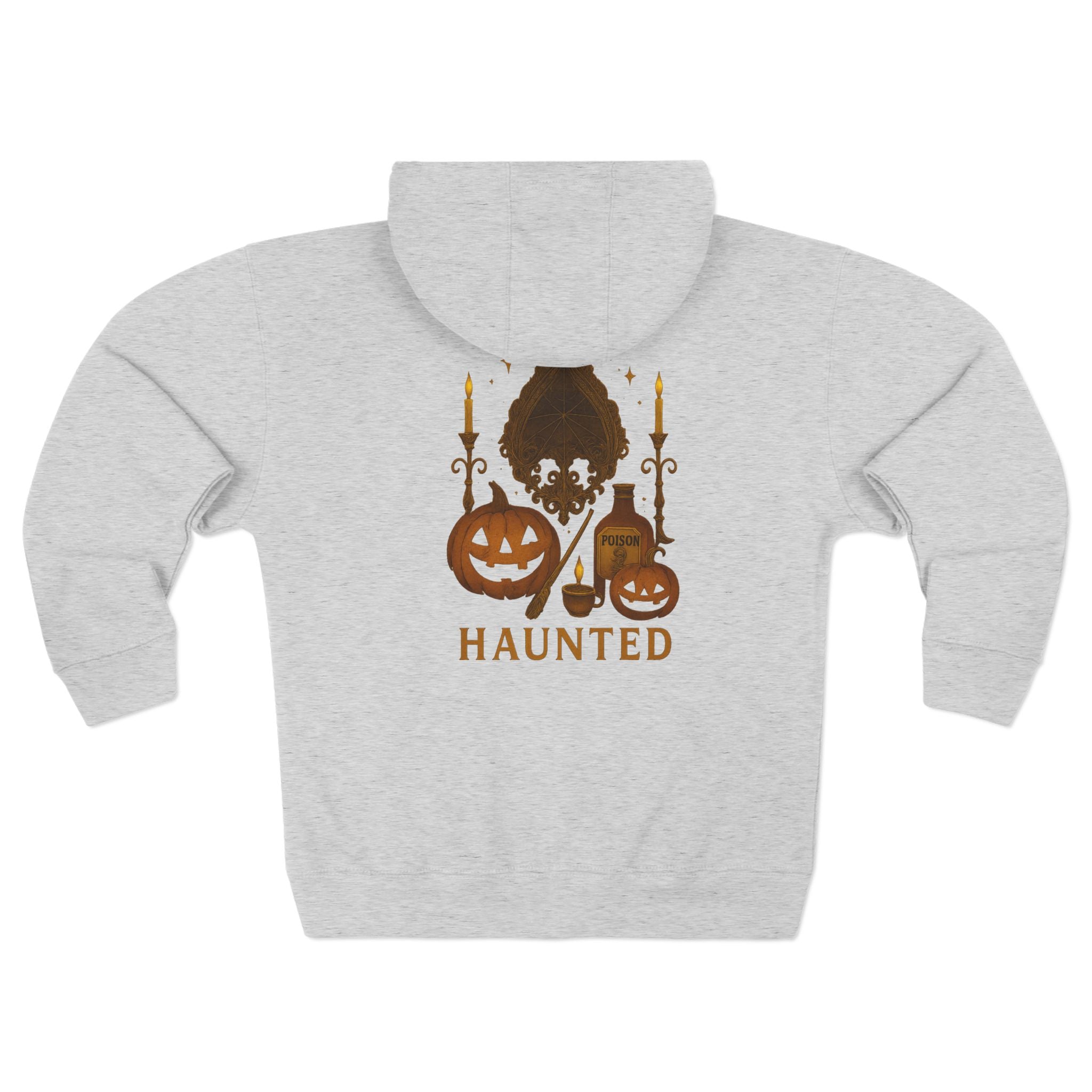 Halloween Haunted Zip Hoodie, Unisex Fall Fashion, Cozy Hooded Sweatshirt, Perfect for Spooky Season, Halloween Costume, Gifts for Him/Her