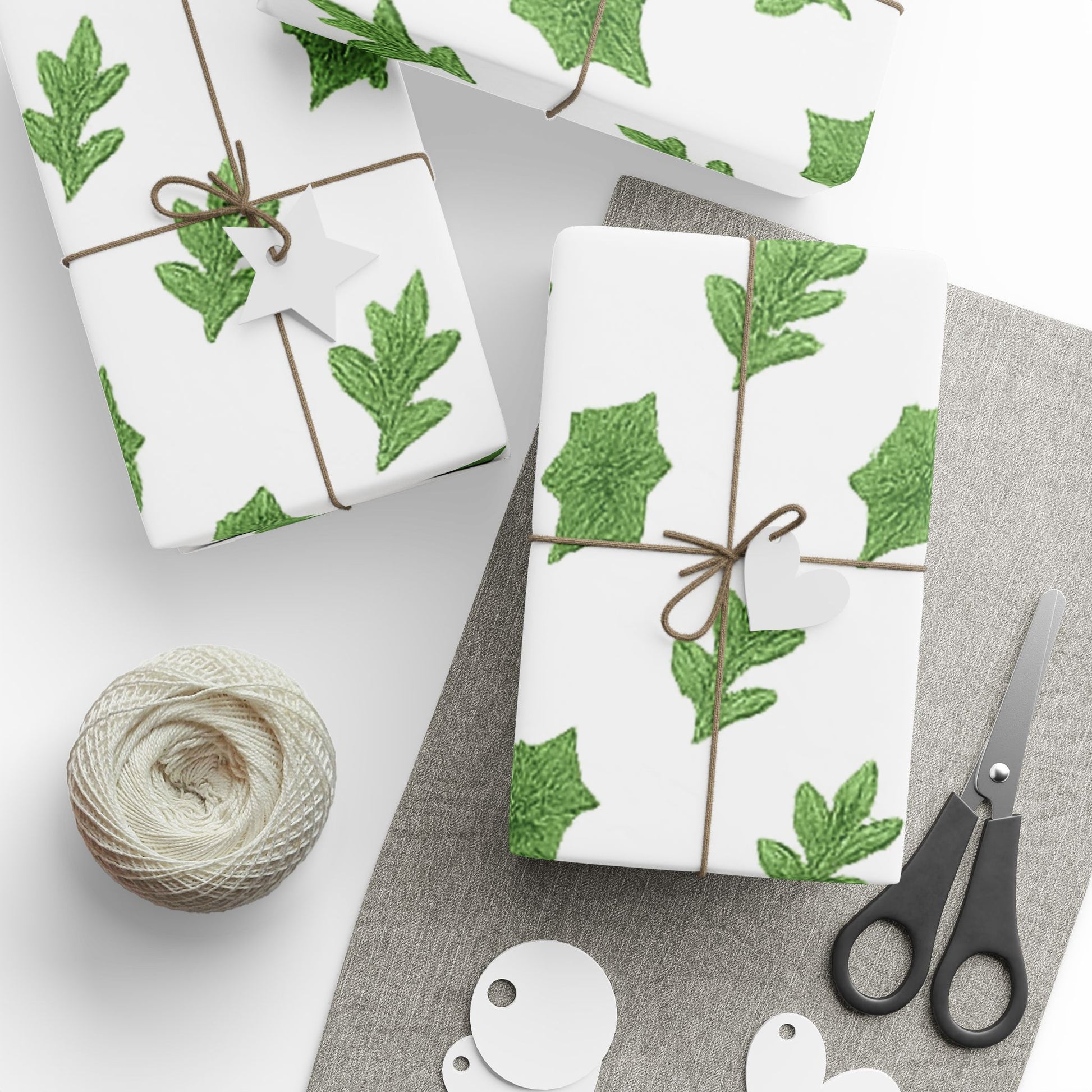 Green Leaf Wrapping Paper, Eco-Friendly Gift Wrap, Botanical Print Gift Wrap, Birthday, Holiday, Party Wrapping, Original Design