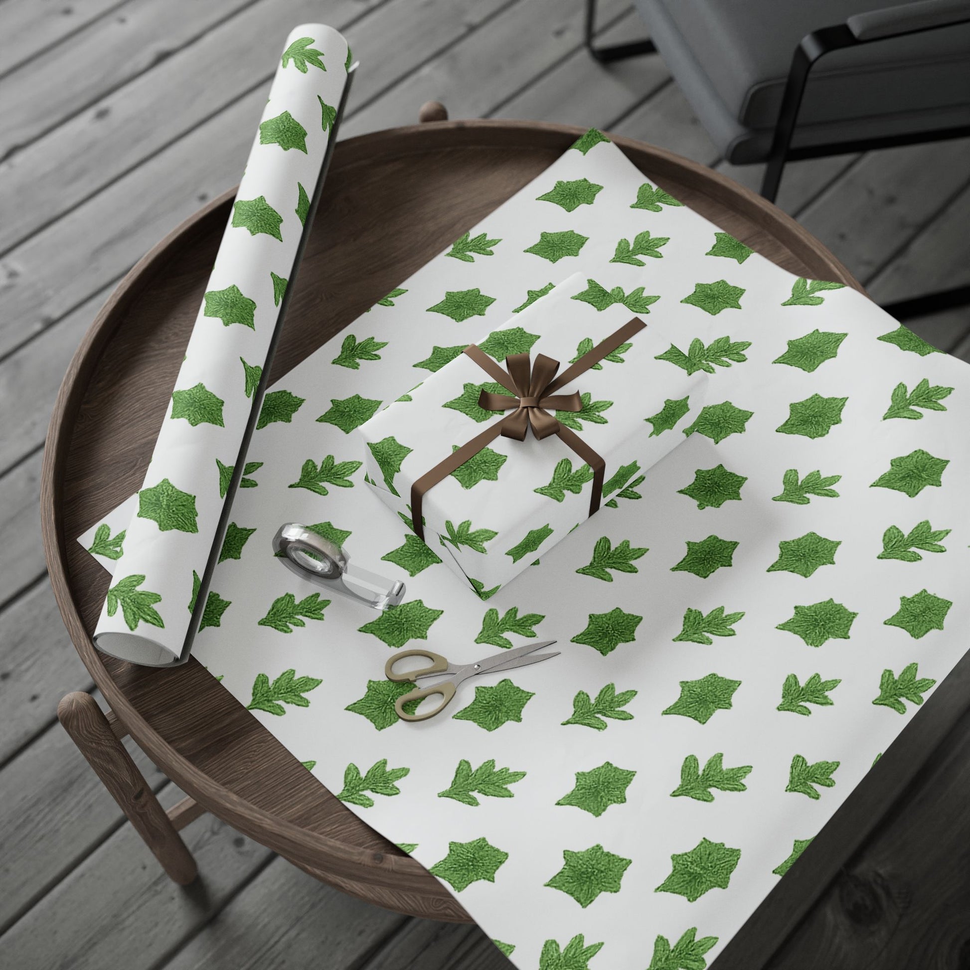 Green Leaf Wrapping Paper, Eco-Friendly Gift Wrap, Botanical Print Gift Wrap, Birthday, Holiday, Party Wrapping, Original Design