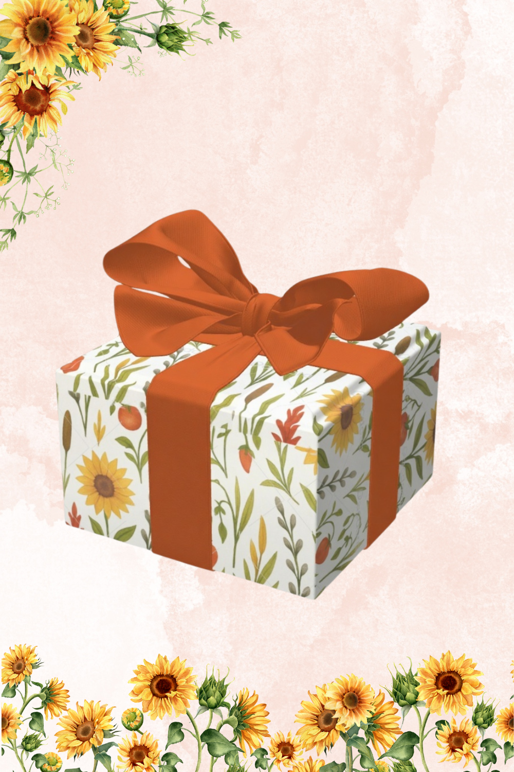 Sunflowers, Tomatoes & Autumn Harvest Botanical Wrapping Paper – Bright Seasonal Gift Wrap