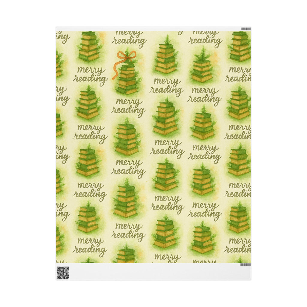 Merry Reading Book-Stack Wrapping Paper — Holiday Gift Wrap for Book Lovers