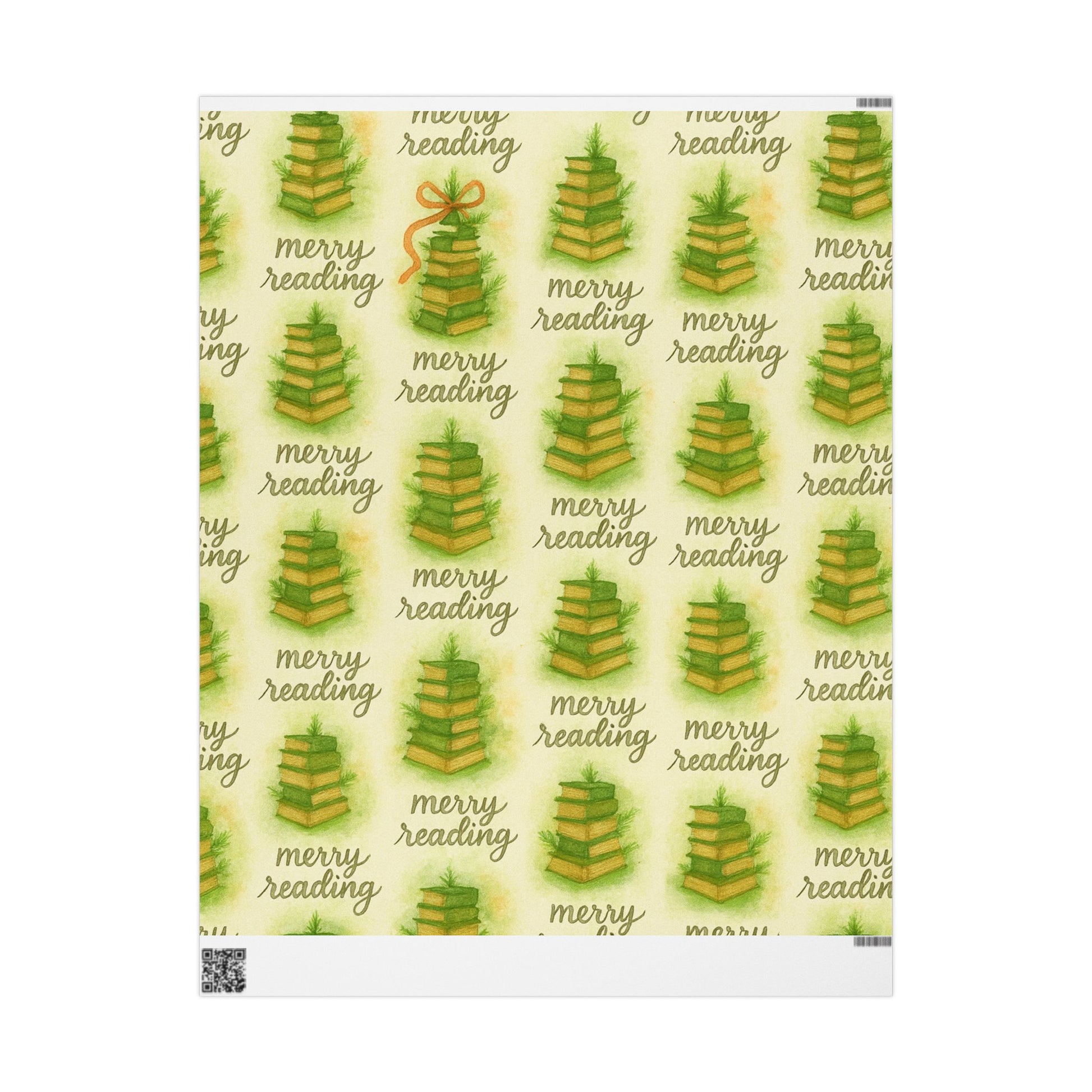 Merry Reading Book-Stack Wrapping Paper — Holiday Gift Wrap for Book Lovers