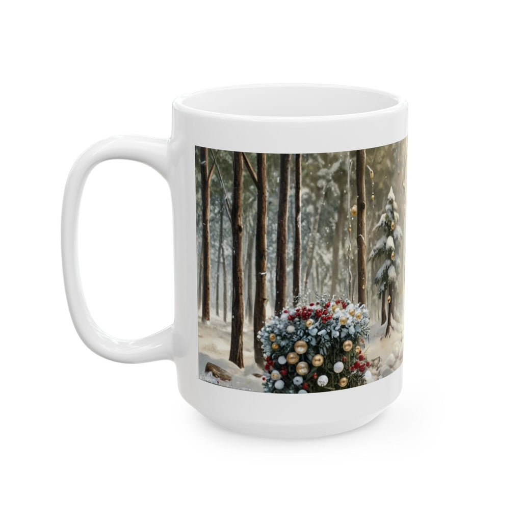 Whispers of Winter – Reindeer Wreath Mug | Elegant Christmas Drinkware by Paper Pleasures - Deer Design for Holiday Cheer