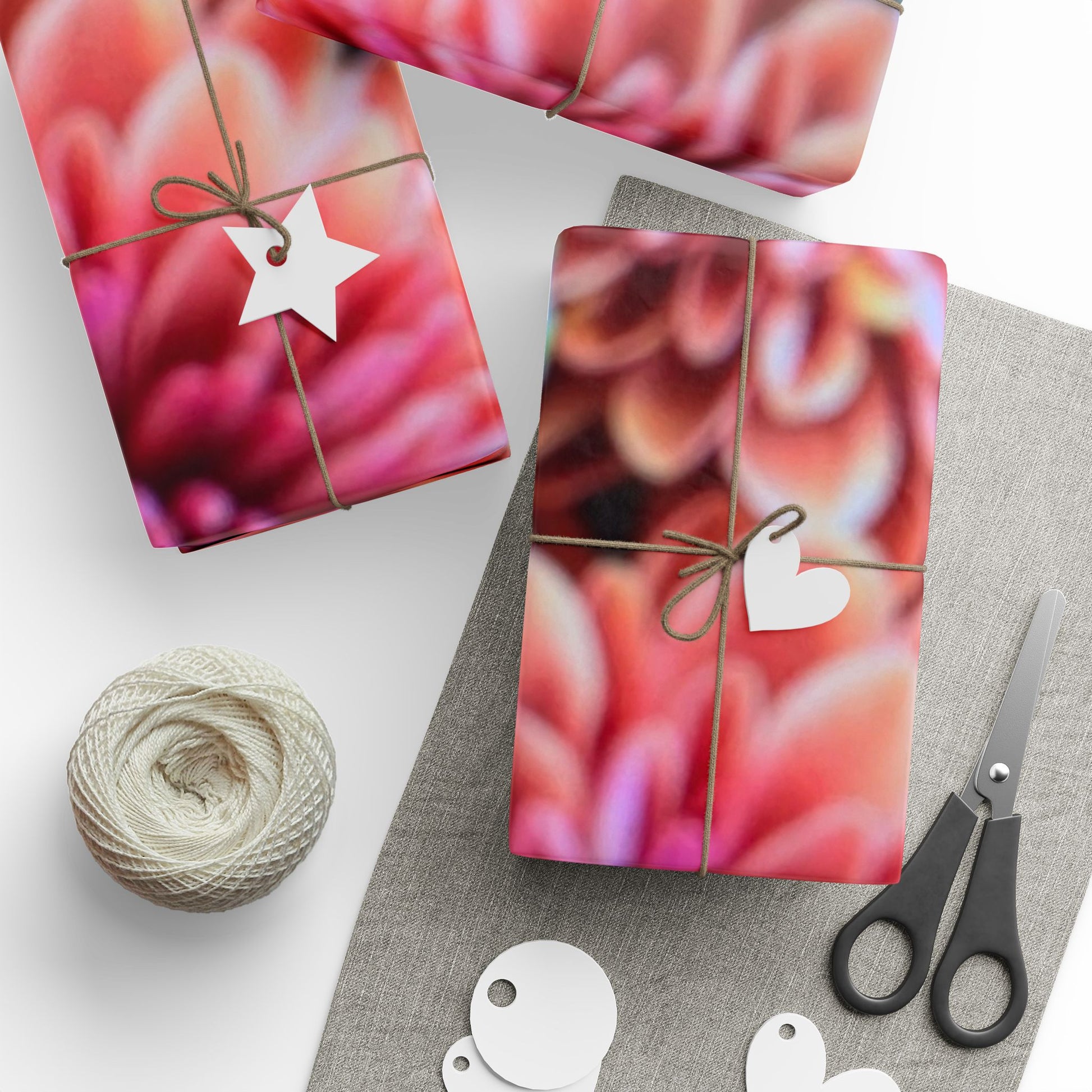 Chrysanthemum Floral Wrapping Paper Pink and Purple Blooms