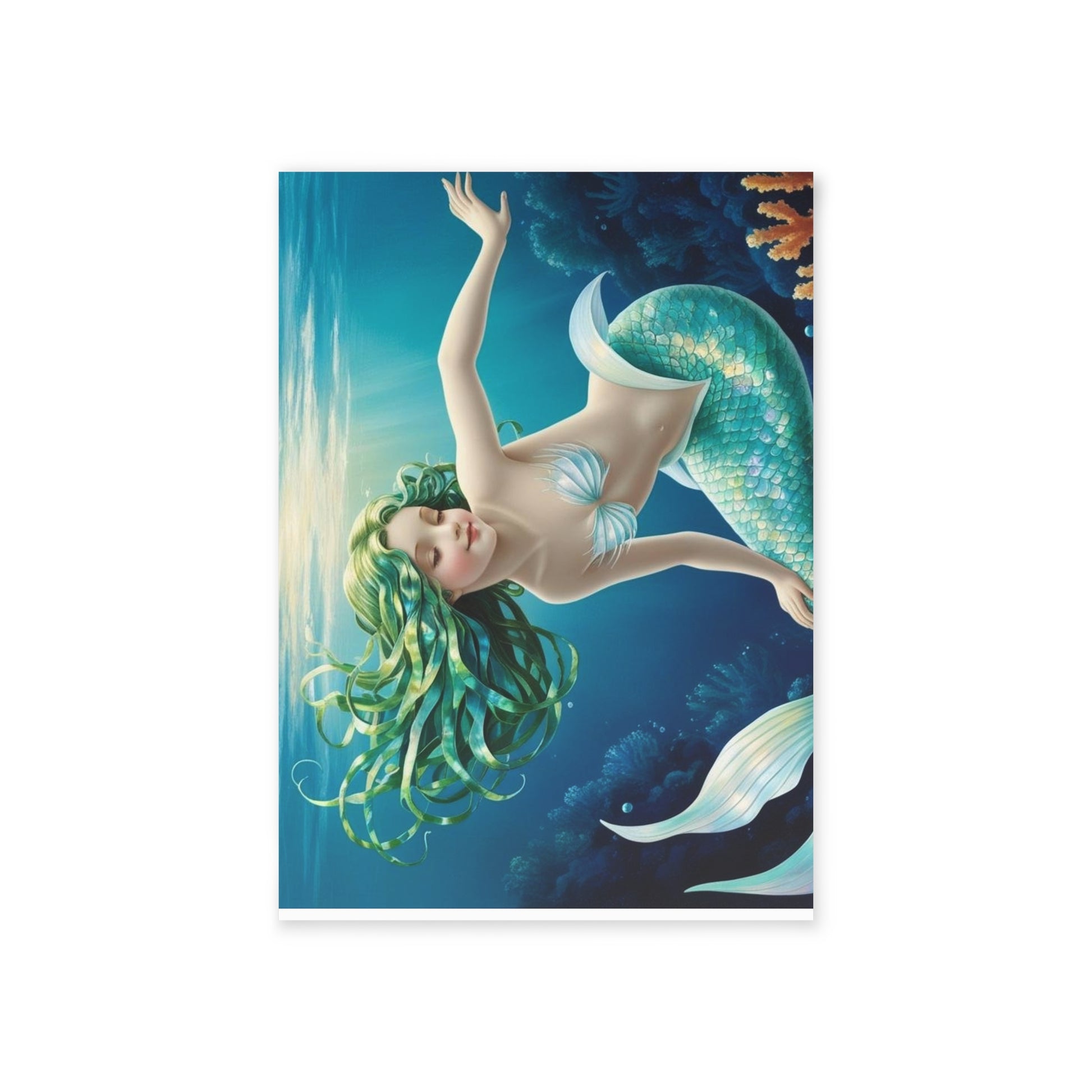Nerissa the Green-Haired Mermaid Note Card – Mermaid Things Collection