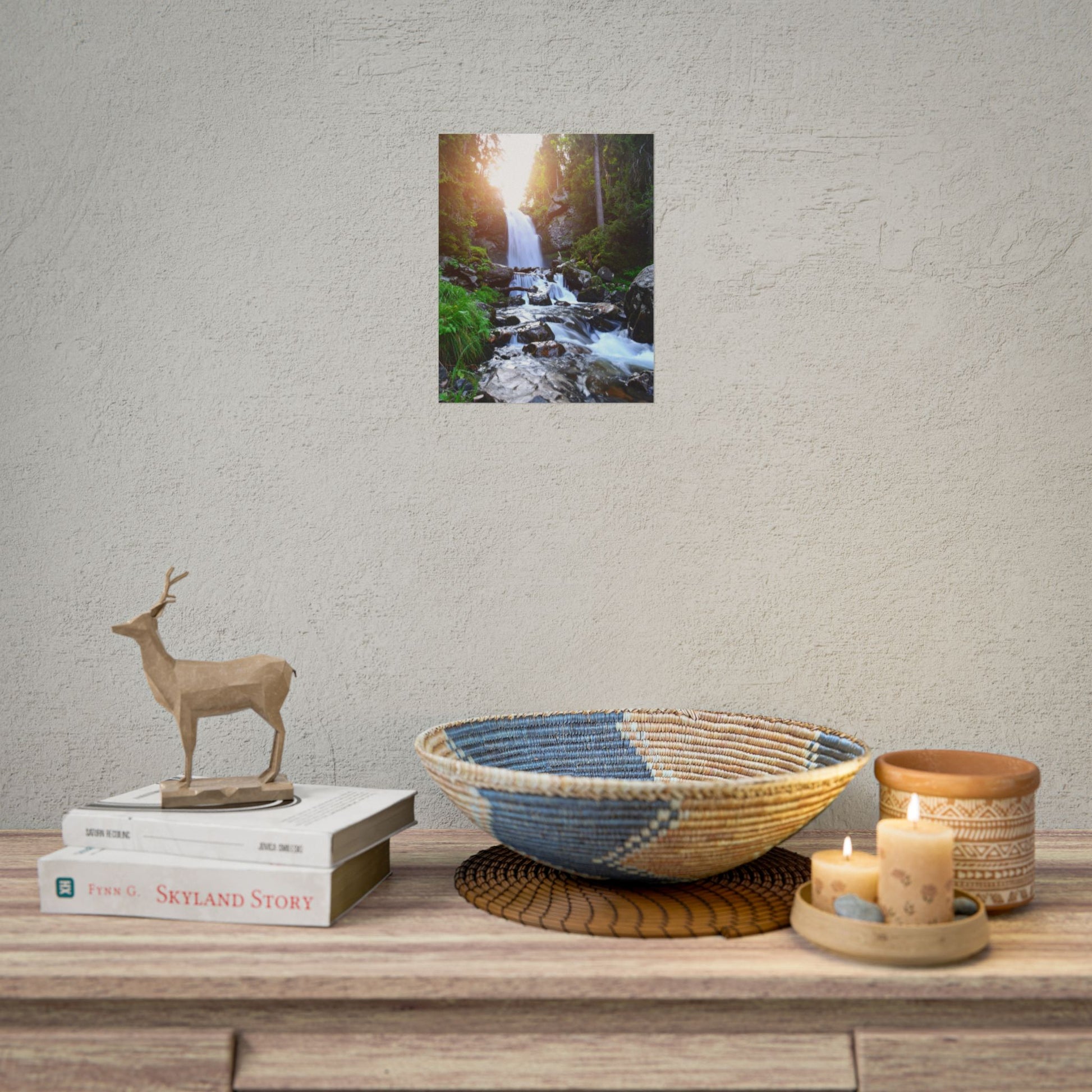 Serene Waterfall Rolled Poster - Nature Wall Art for Home Decor