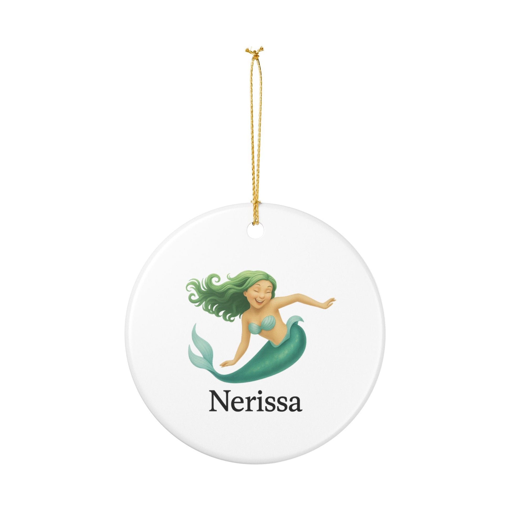 Nerrisa Mermaid Ornament – Mermaid Sisterhood Keepsake with Seafoam Green Hair