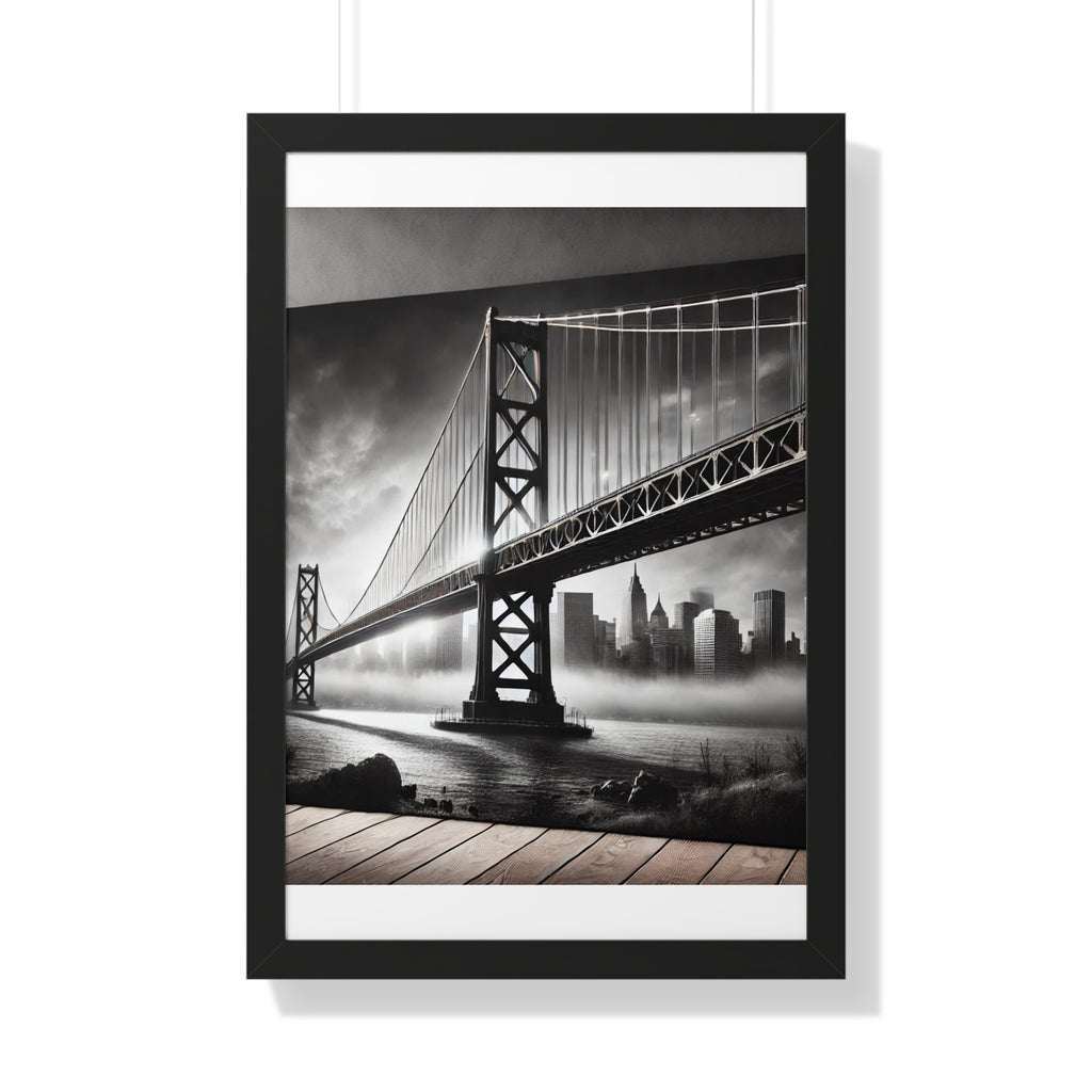 Monochrome Urban Landscape Framed Vertical Poster - Modern Home Decor