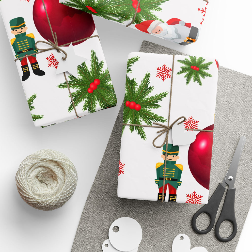 Santa & Nutcracker Christmas Wrapping Paper - Festive Winter Wrapping Paper - Holiday Spirit