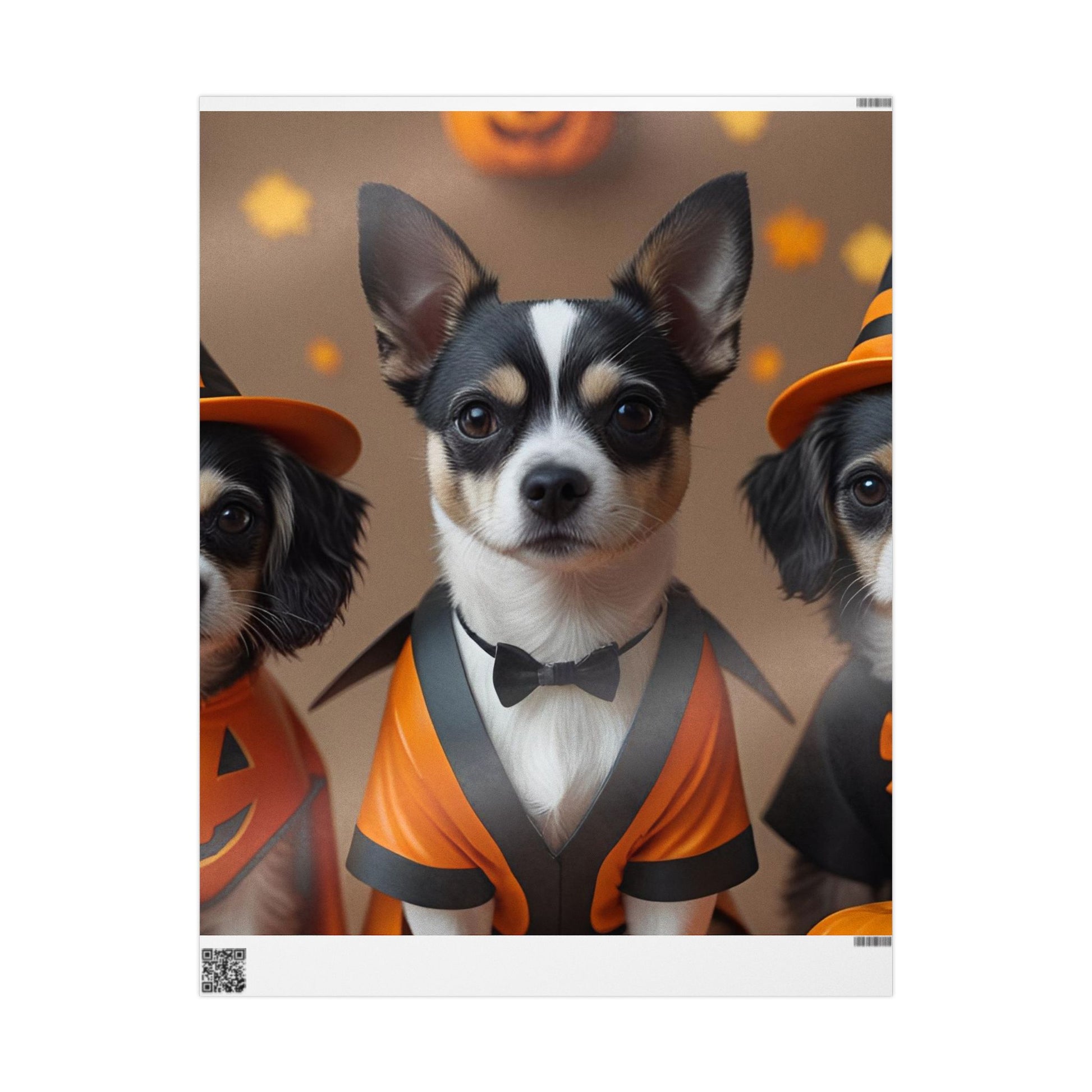 Chihuahua Gift Wrap in Festive Costumes - Halloween Dog Wrapping Paper