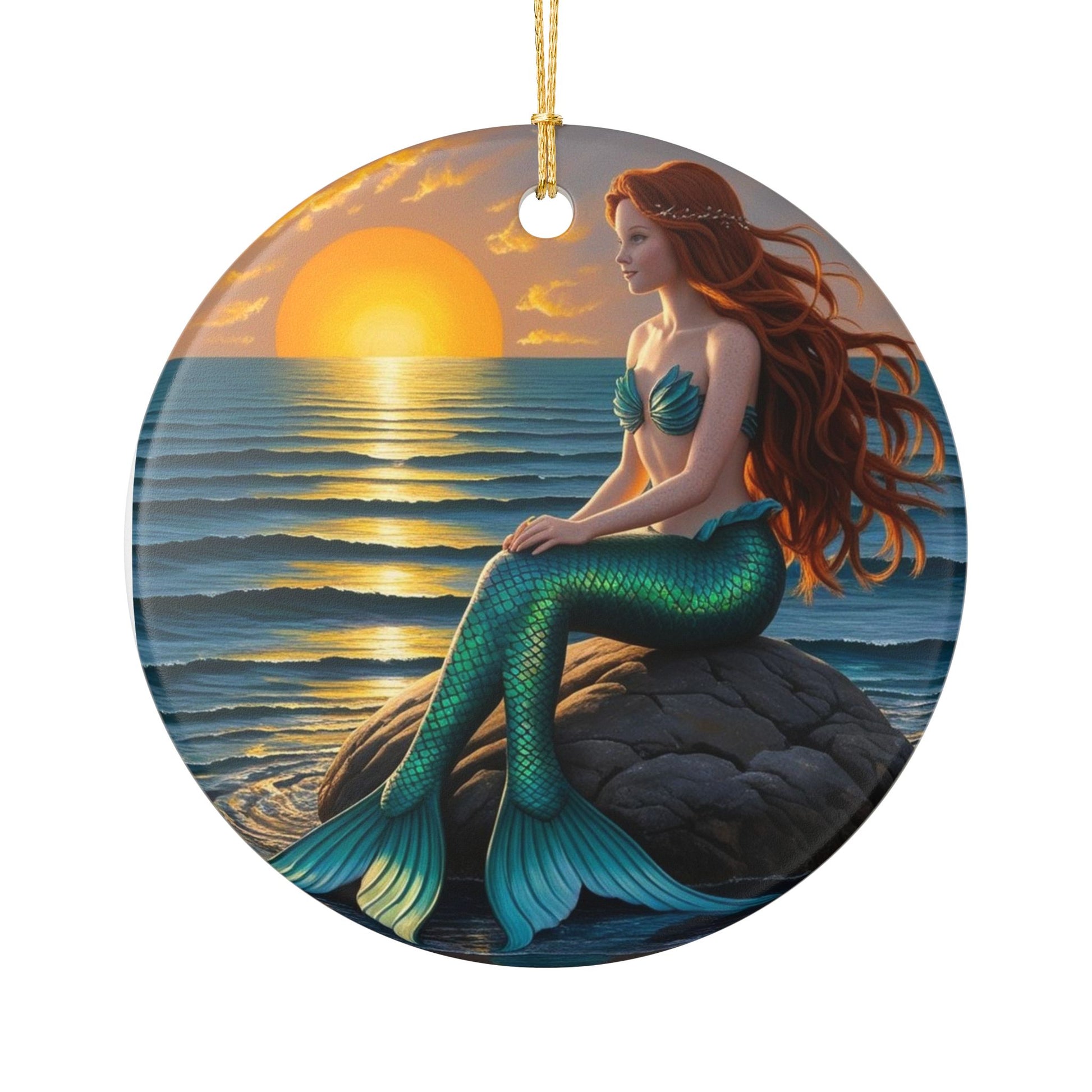 Luna’s Mermaid Ornament – Teal & Purple-Haired Mermaid Cousin in the Sisterhood Collection