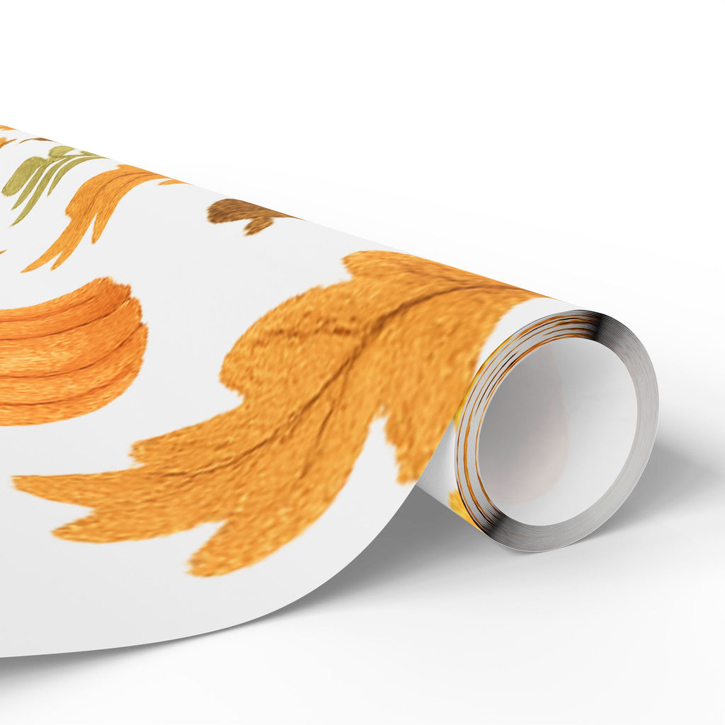 Autumn Harvest Wrapping Paper – Pumpkins, Sunflowers & Oak Leaves Design for Thanksgiving Gifts