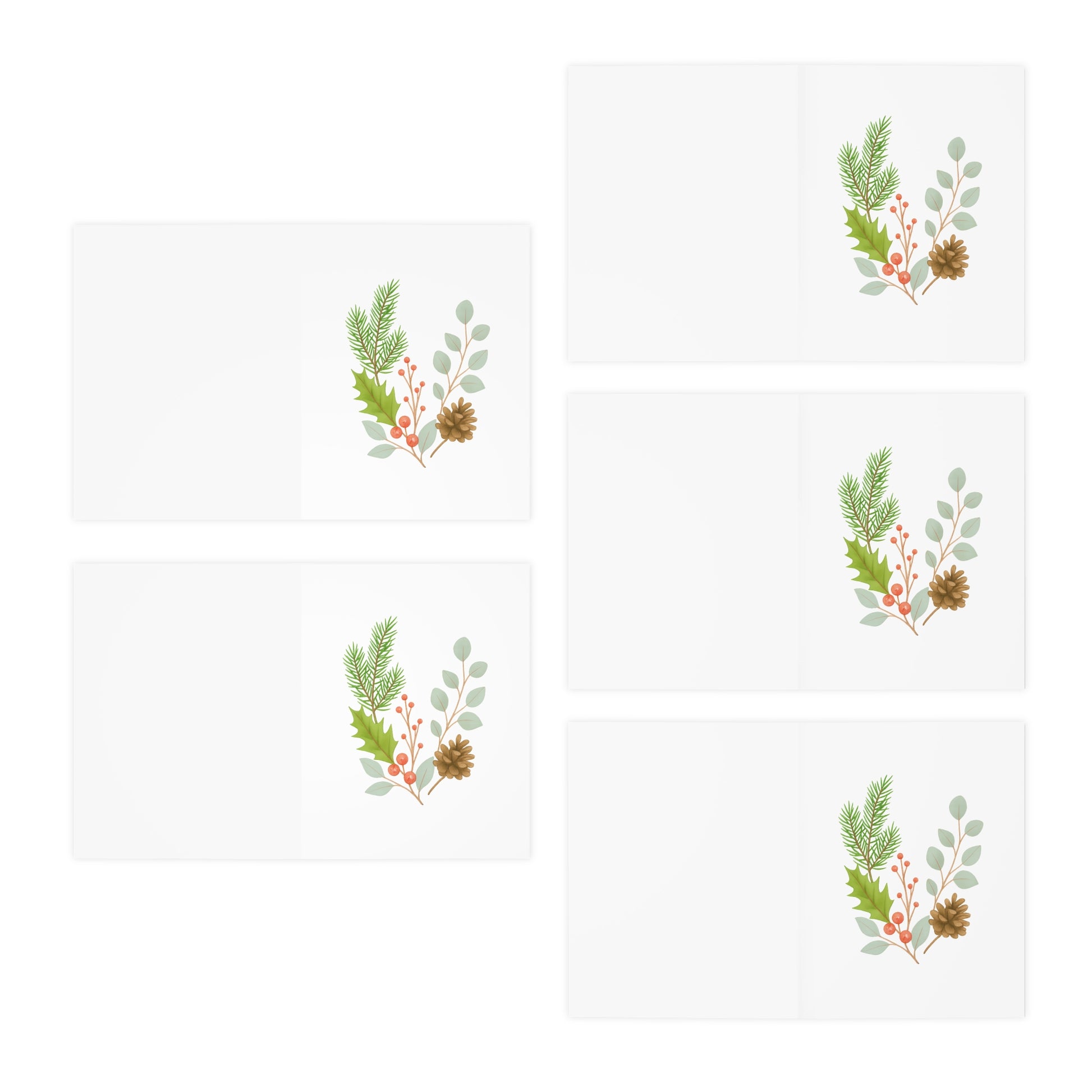 Botanical Pine Holiday Greeting Cards (5-Pack)