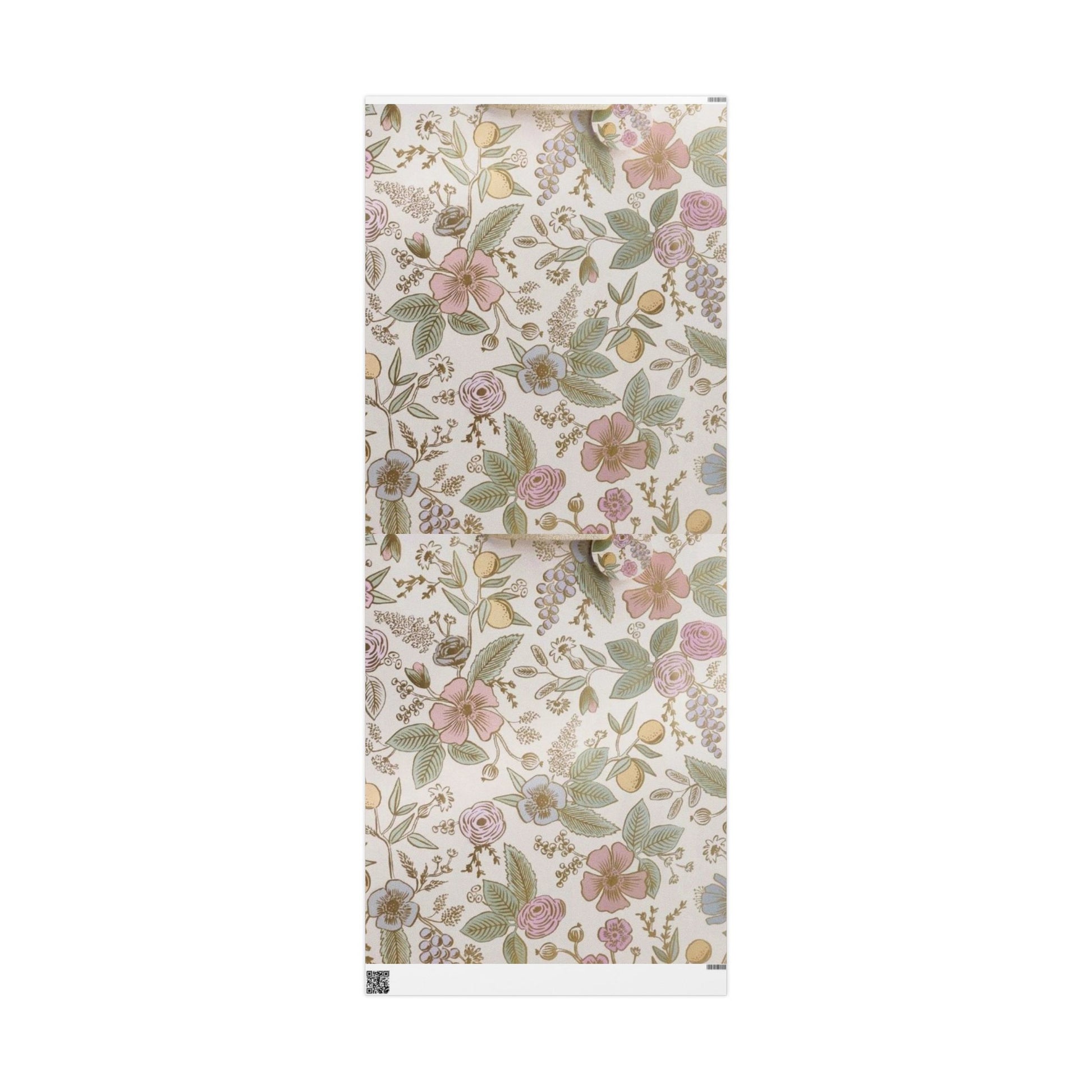 Vintage Floral Wrapping Paper – Soft Pastel Garden Blooms on Cream Background