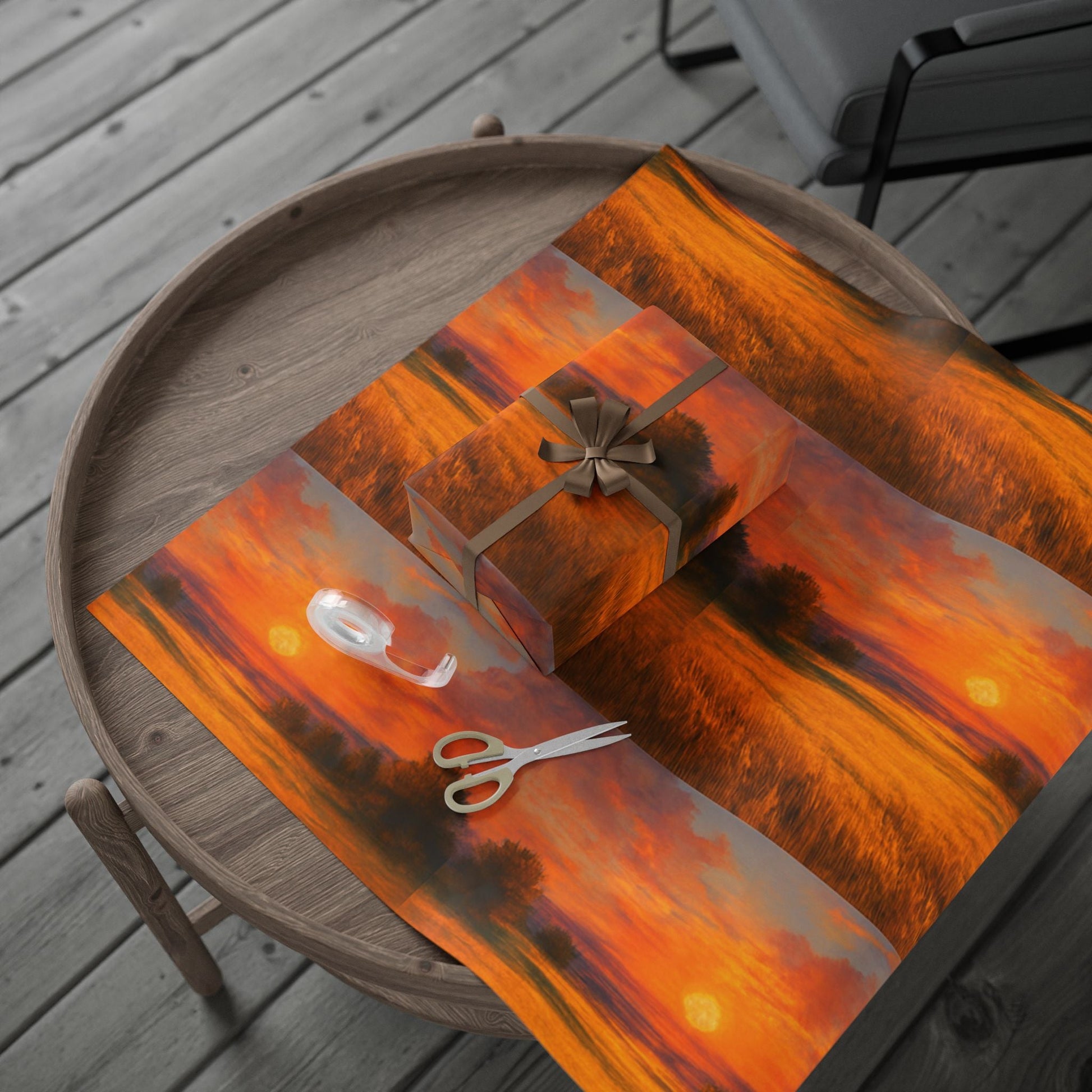 Bold Beautiful Red Sunset, a statement Wrapping Paper
