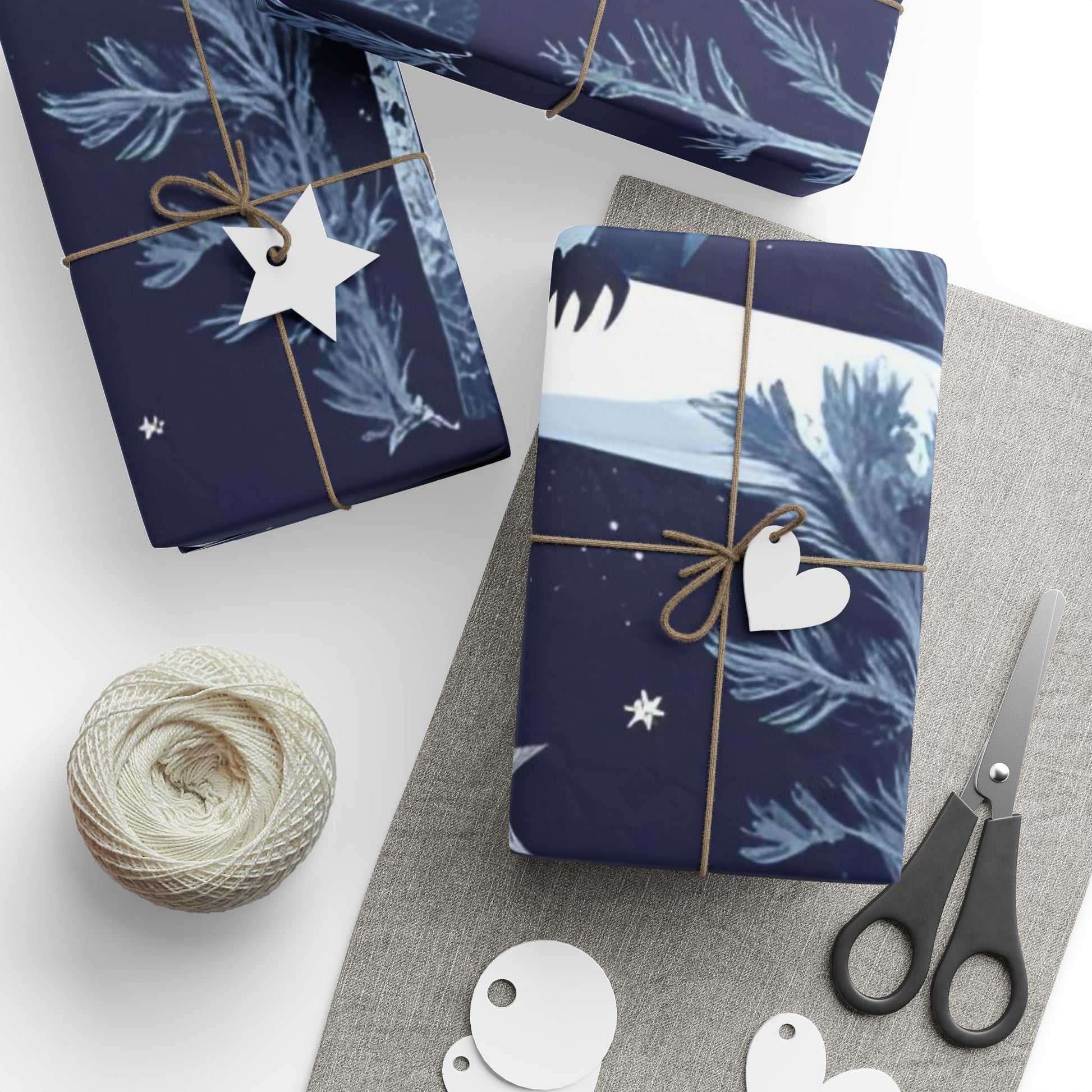 Winter Fox and Owl Wrapping Paper - Fox and Owl Night Forest Wrapping Paper – Cute Woodland Winter Animal Gift Wrap