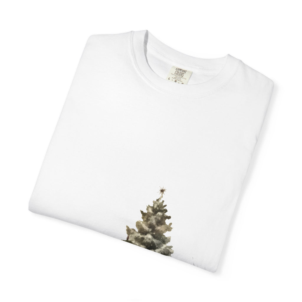 Whispers of Winter – Christmas Barn T-Shirt SHORT SLEEVE | Rustic Holiday Scene by Paper Pleasures