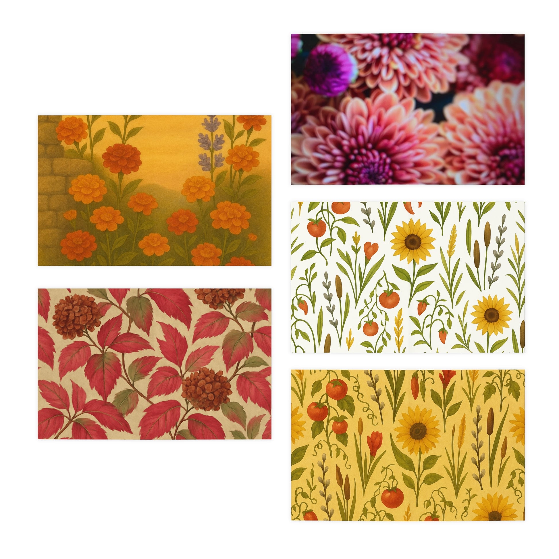 Autumn Floral & Botanical Blank Note Cards – Set of 5 Elegant Seasonal Designs