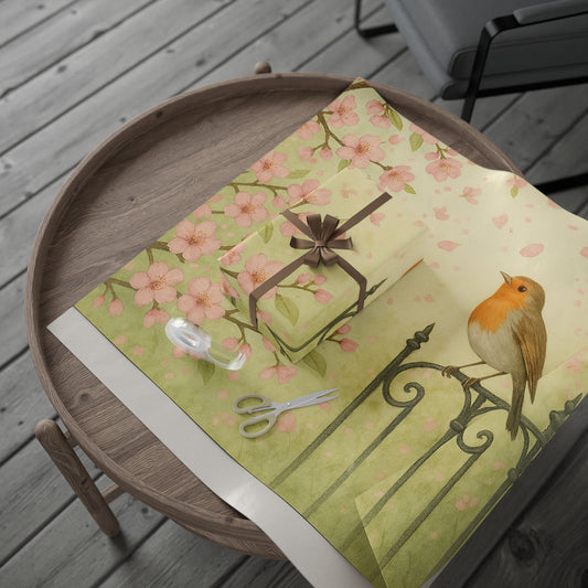 Floral Bird Wrapping Paper - Elegant Spring Gift Wrap for All Occasions