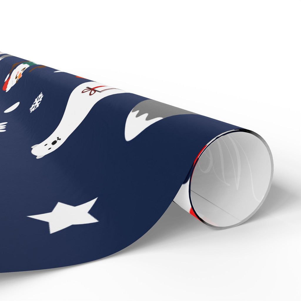 Christmas Wrapping Paper - Festive Santa and Snowman Design