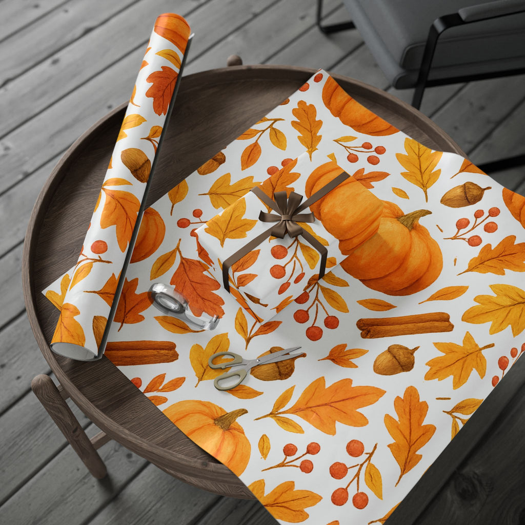 Autumn Pumpkin Wrapping Paper, Fall Gift Wrap, Seasonal Packaging, Thanksgiving Decor, Eco-Friendly Gift Wrap