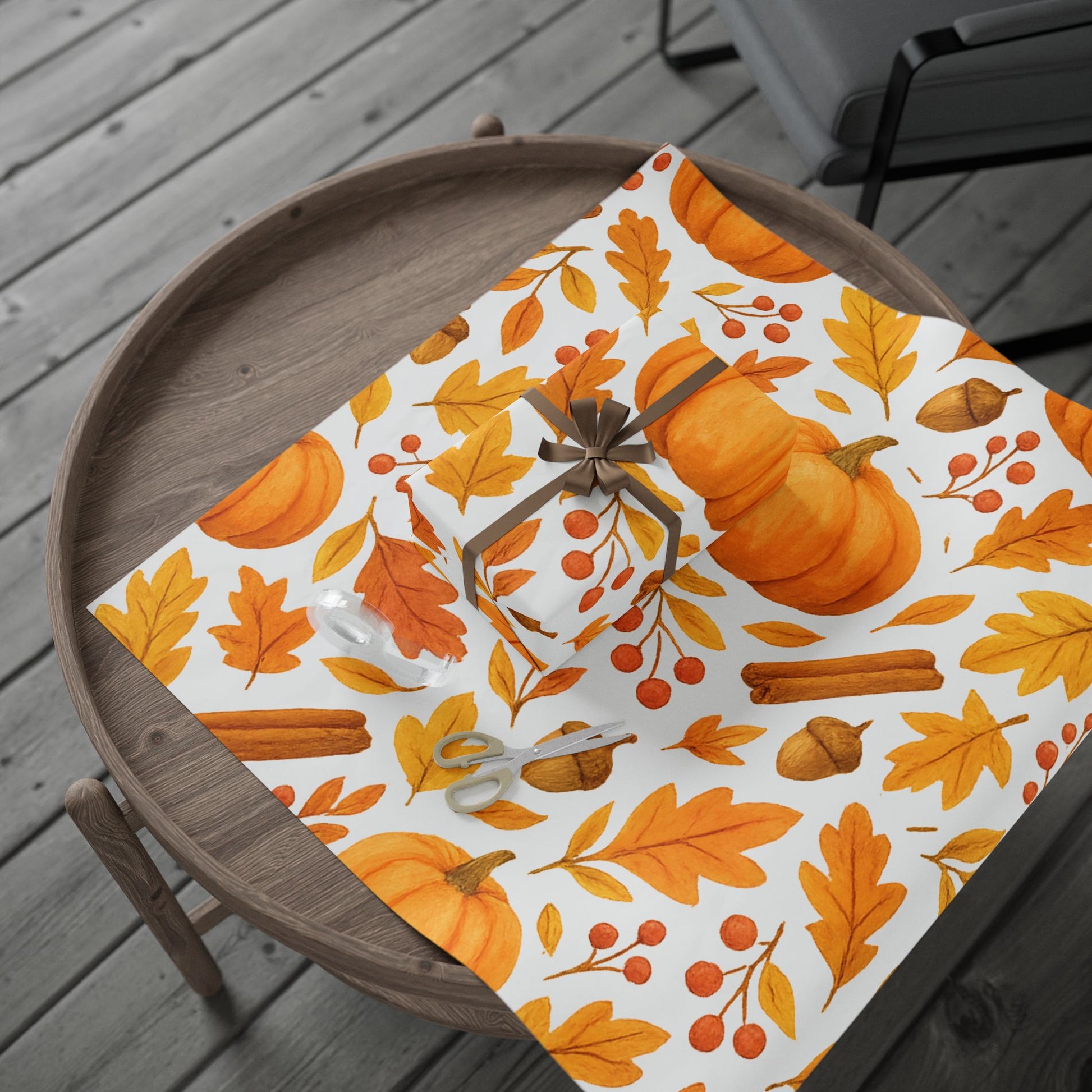 Autumn Pumpkin Wrapping Paper, Fall Gift Wrap, Seasonal Packaging, Thanksgiving Decor, Eco-Friendly Gift Wrap