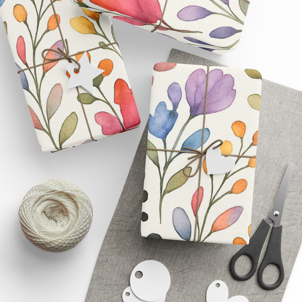 Delicate Watercolor Floral Wrapping Paper – Elegant Botanical Gift Wrap