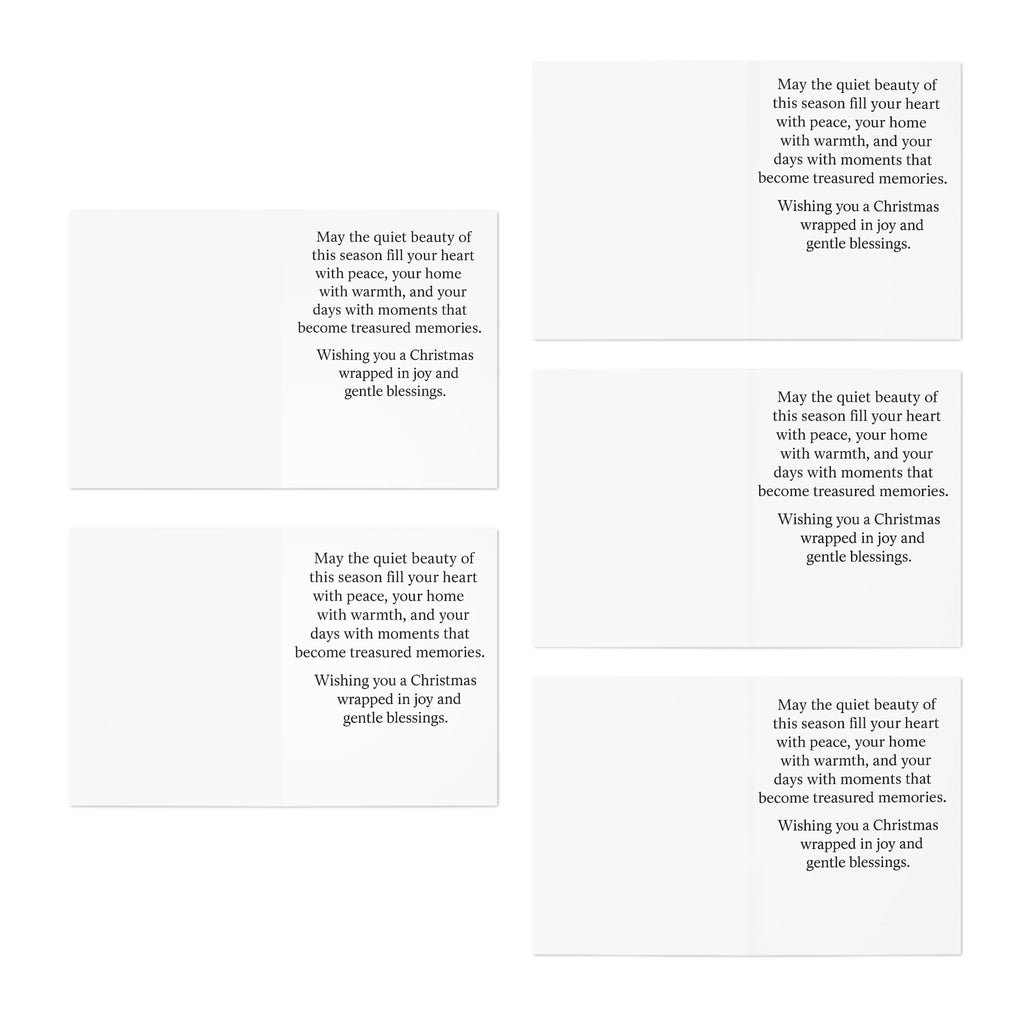 Green Farmhouse Winter Greeting Card – Peaceful Snowy Cabin Scene – Illustrated by Yvonne van der Kamp-Dulkis