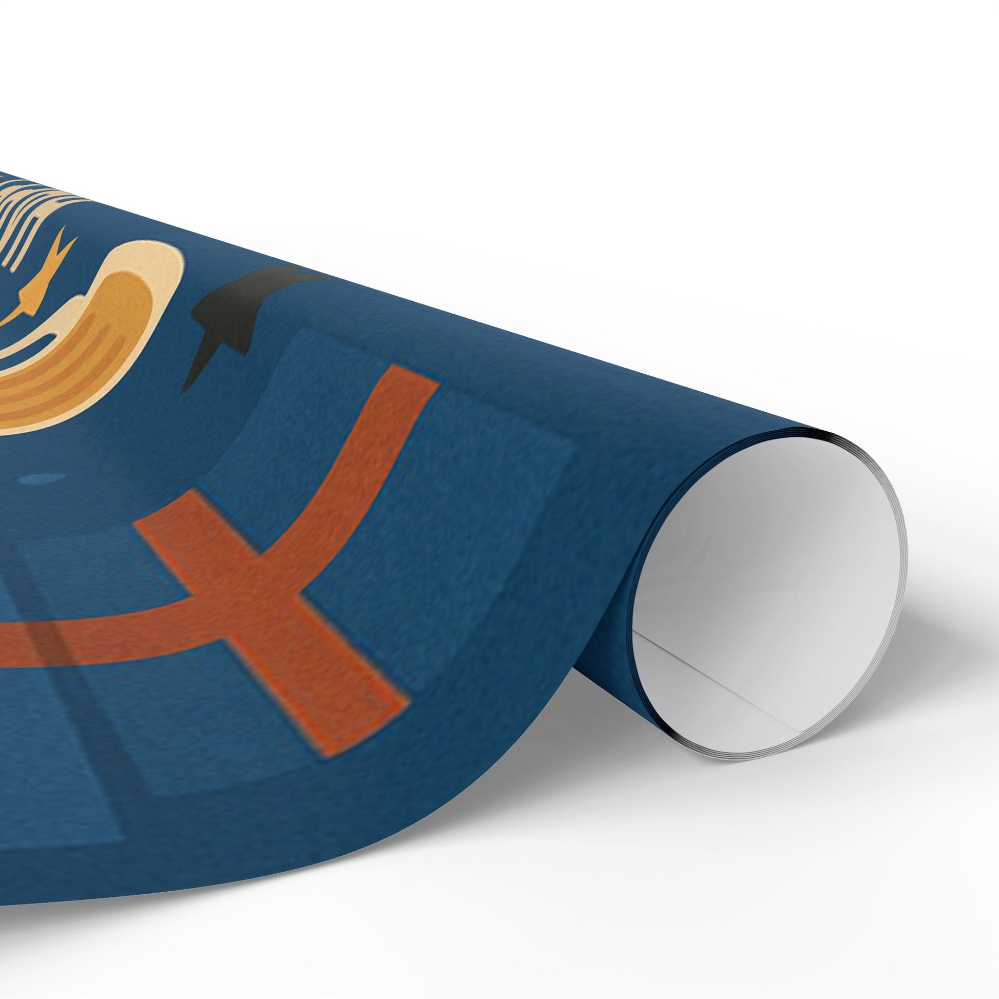 Happy Birthday Wrapping Paper – Navy Blue with Cakes, Gifts & Party Icons