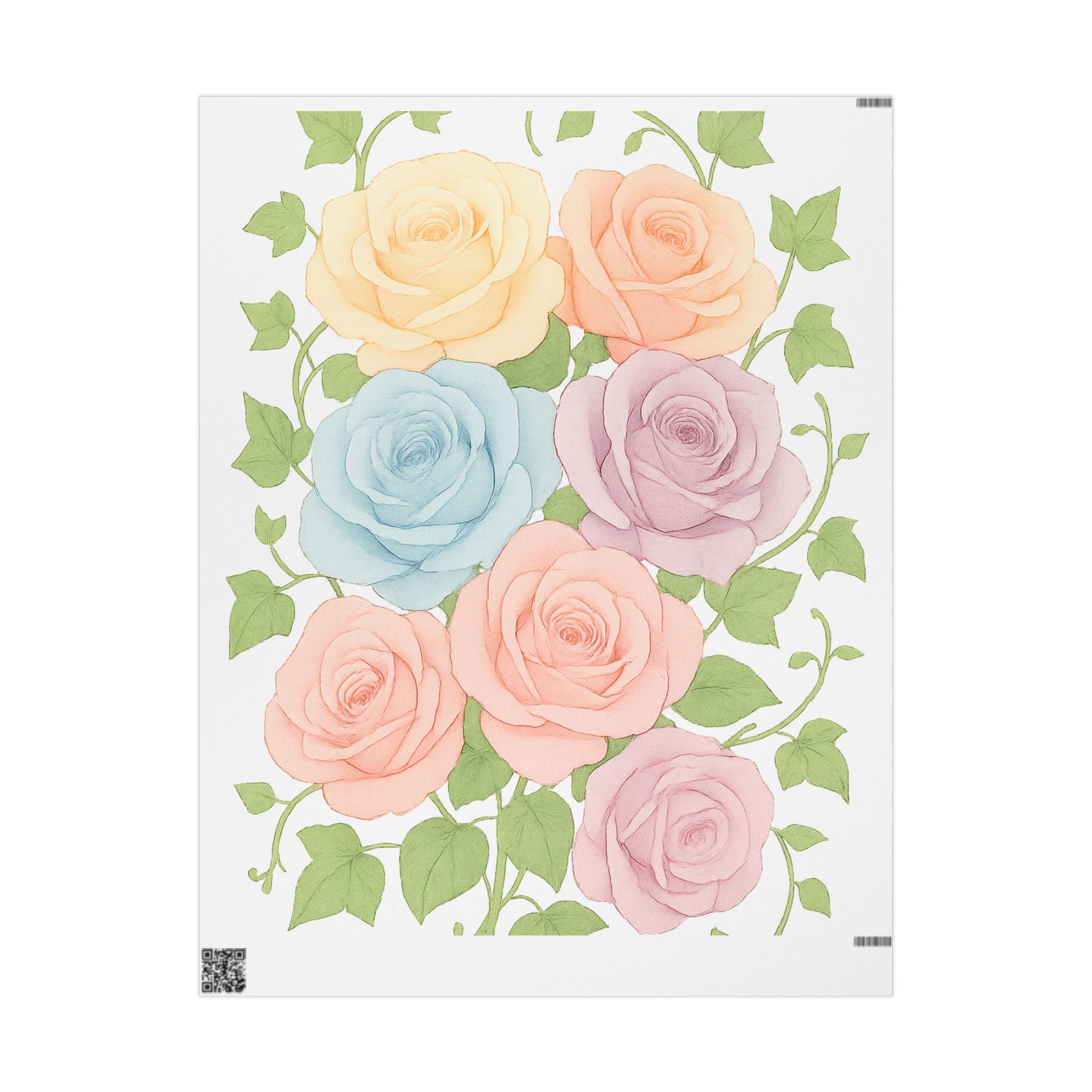 Cluster of Roses, Wrapping Paper – Soft Pastel Watercolor Floral Gift Wrap for Mother's Day, Birthdays & More