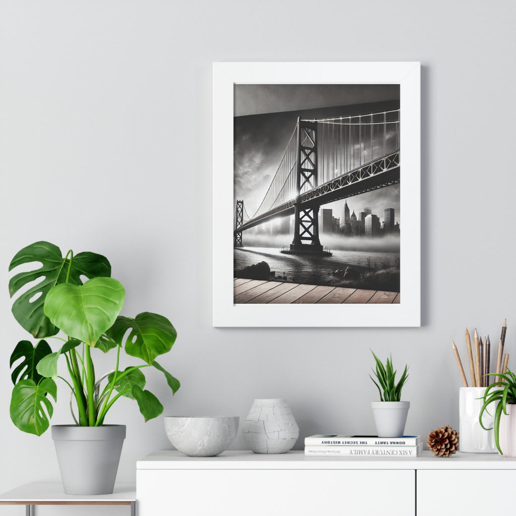 Monochrome Urban Landscape Framed Vertical Poster - Modern Home Decor