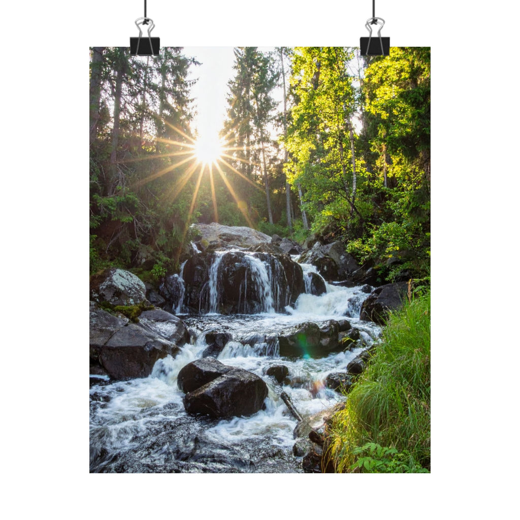 Nature-Inspired Matte Vertical Posters - Tranquil Waterfall Art for Home Decor