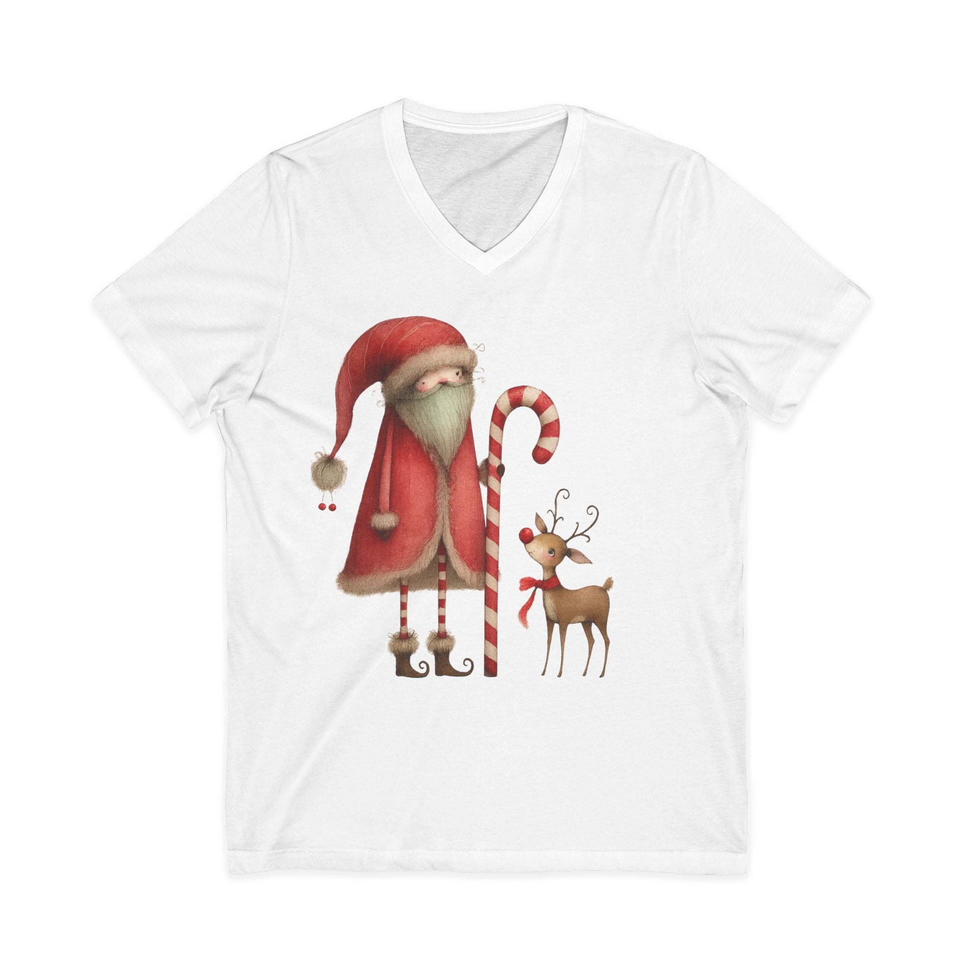 Vintage Santa & Reindeer Christmas T-Shirt – Whimsical Holiday Art Tee for Adults |   Winter Wish Makers